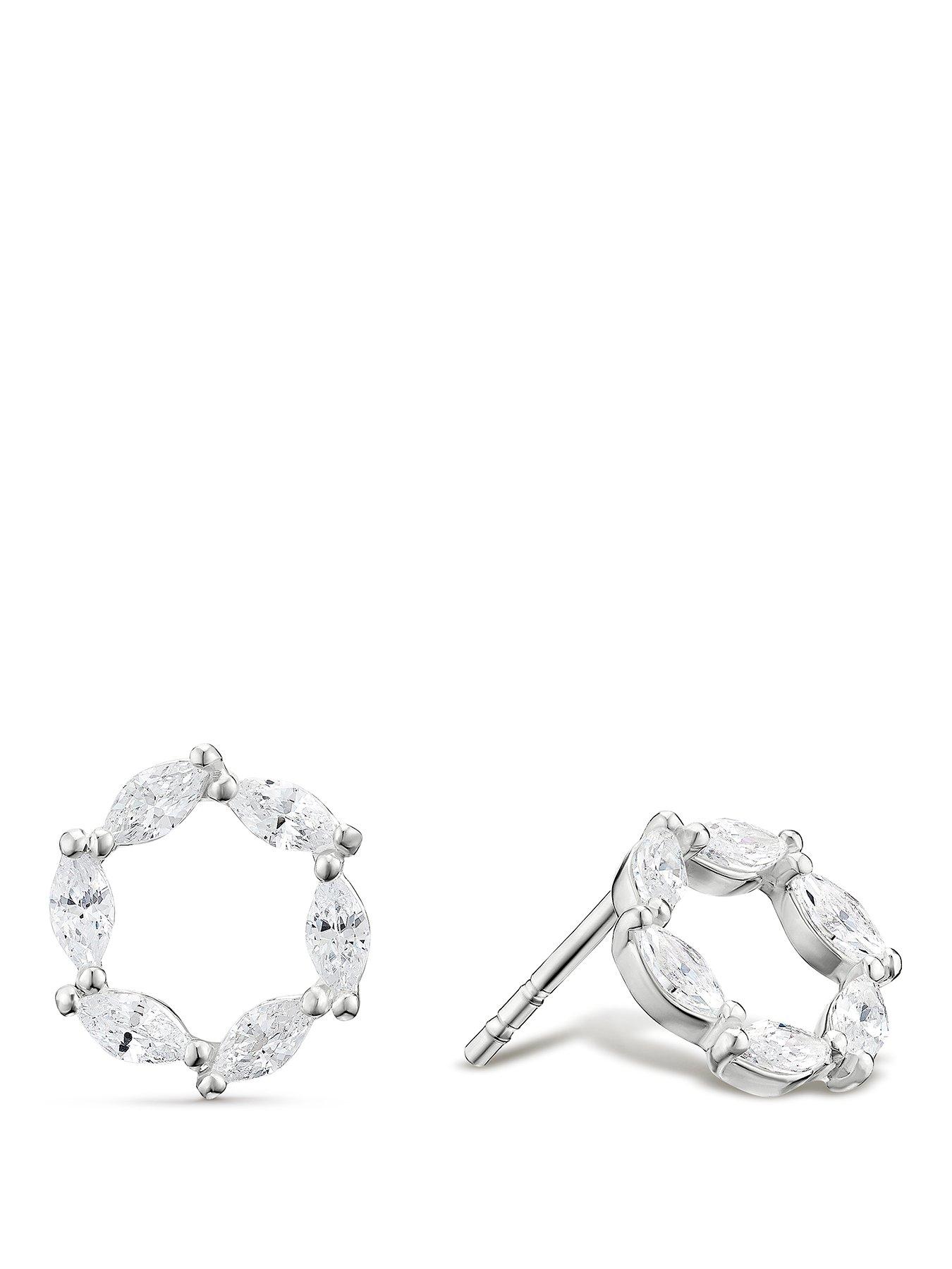 Image 1 of 2 of Ernest Jones Womens Open Circle Cubic Zirconia Stud Earrings - Silver