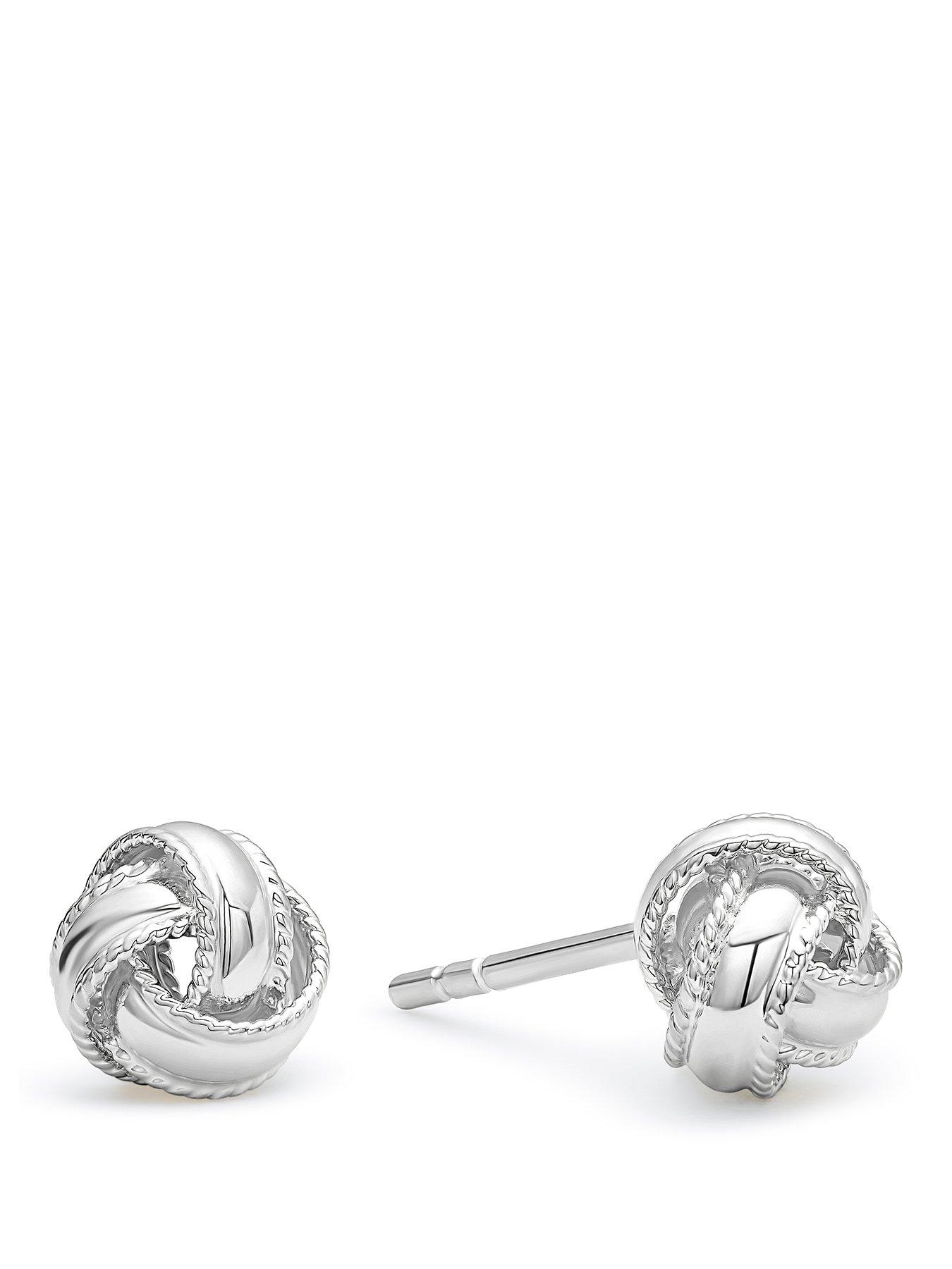 Image 1 of 2 of H. Samuel Textured Knot Butterfly Back Stud Earrings - Silver