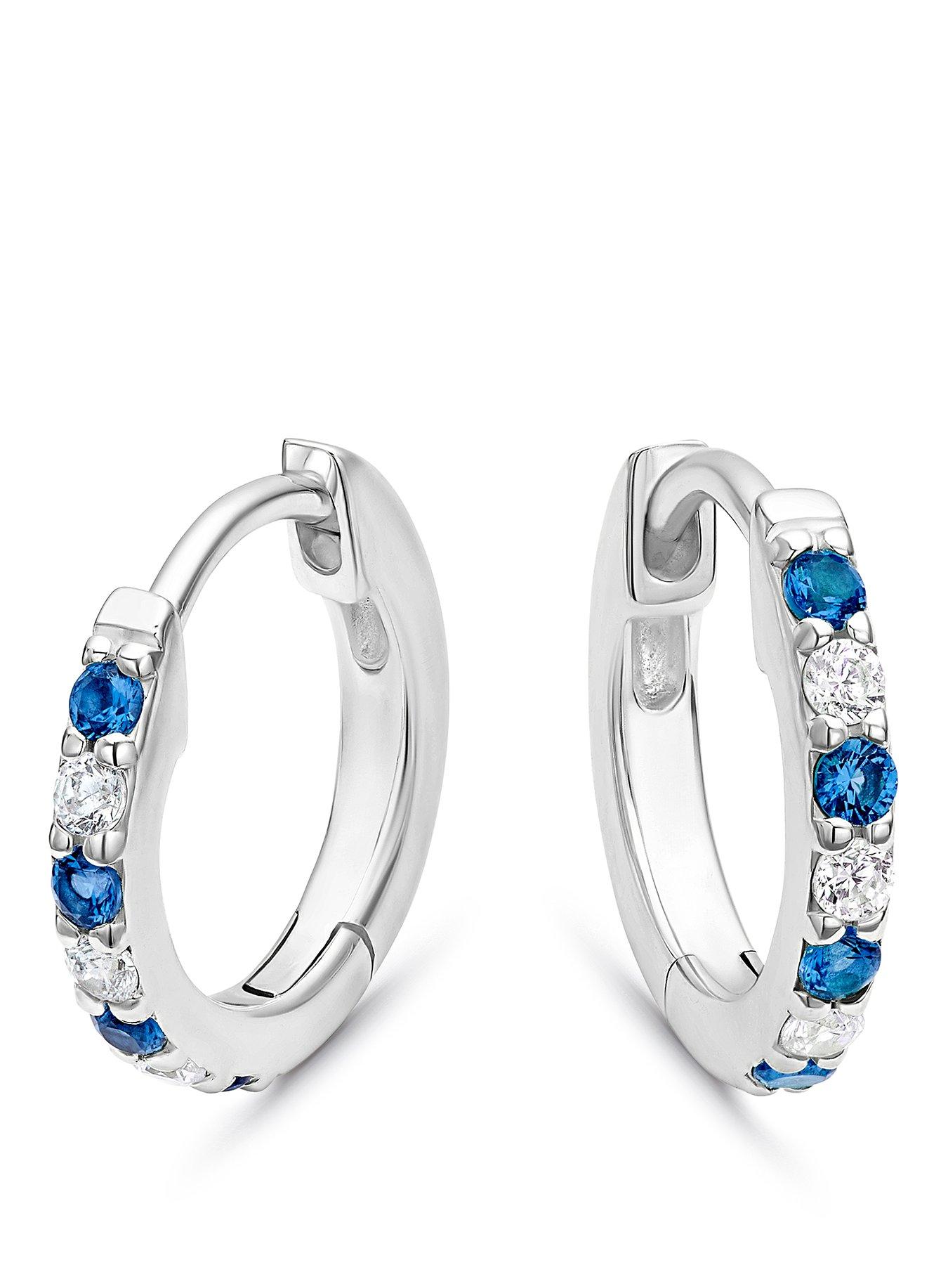 Image 1 of 2 of H. Samuel Sterling Silver White &amp; Blue Cubic Zirconia Huggie Earrings - One Colour