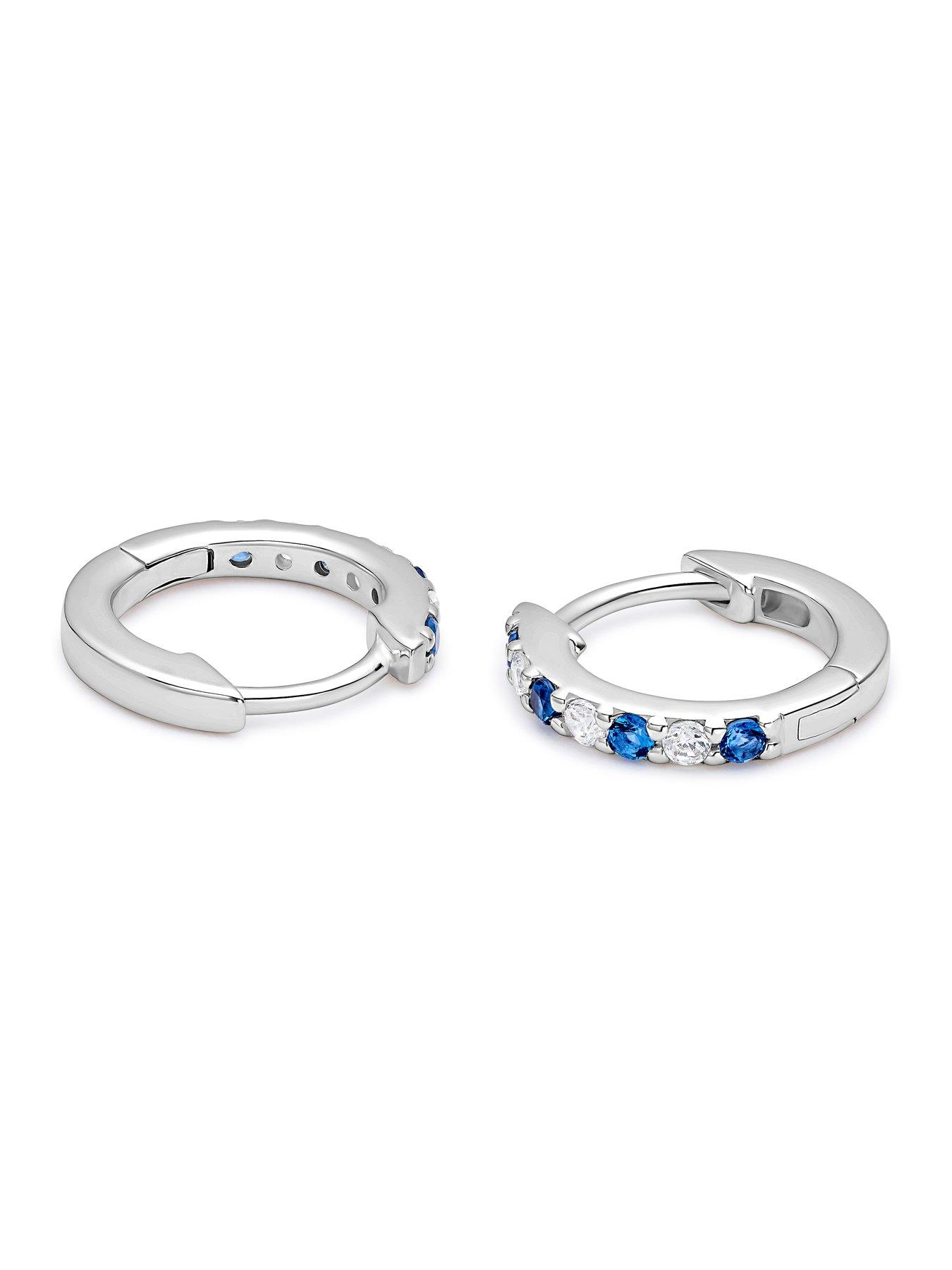 Image 2 of 2 of H. Samuel Sterling Silver White &amp; Blue Cubic Zirconia Huggie Earrings - One Colour