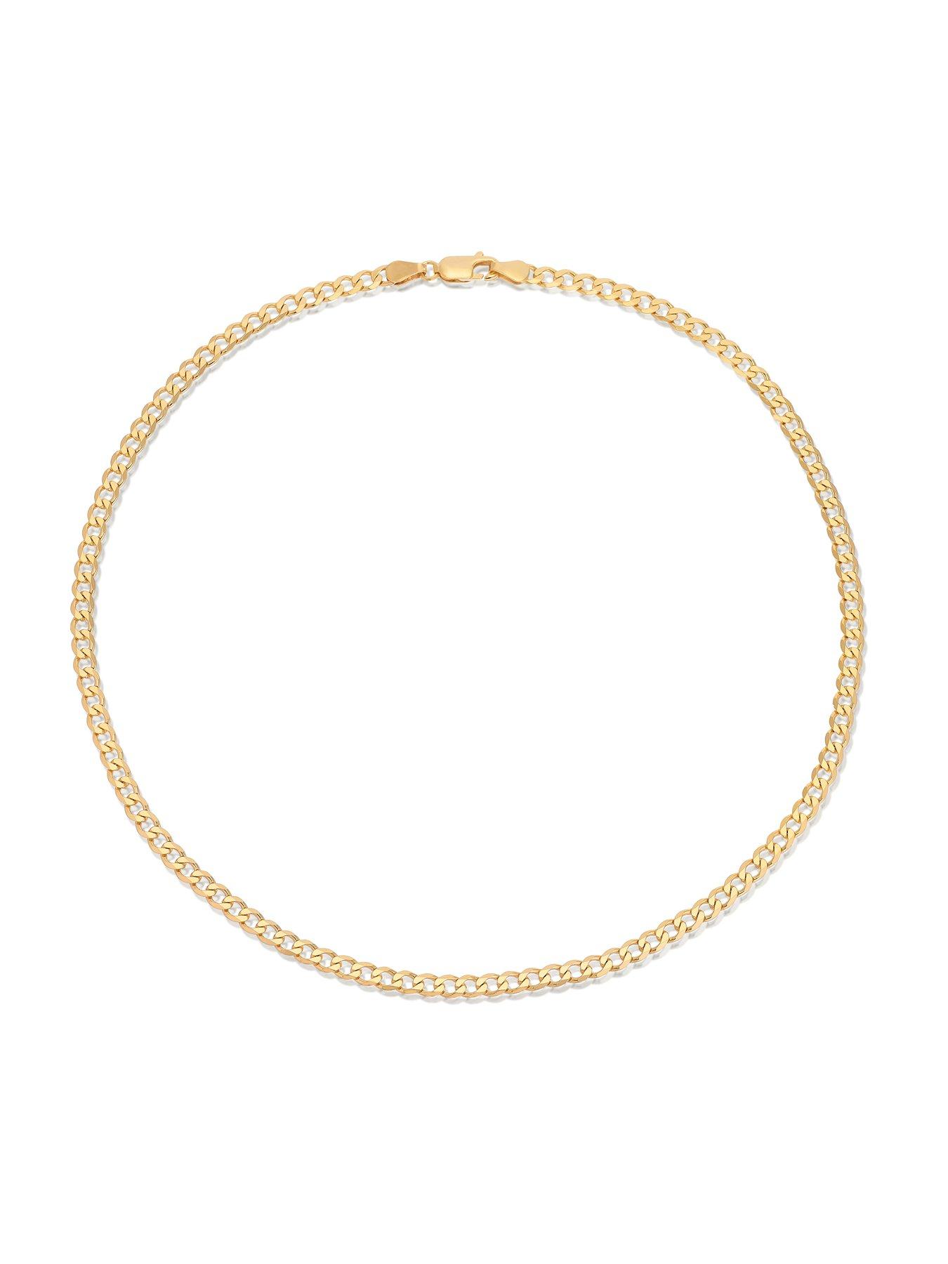 Image 2 of 3 of H. Samuel Mens Flat Curb Yellow Gold Plated Necklace - Gold