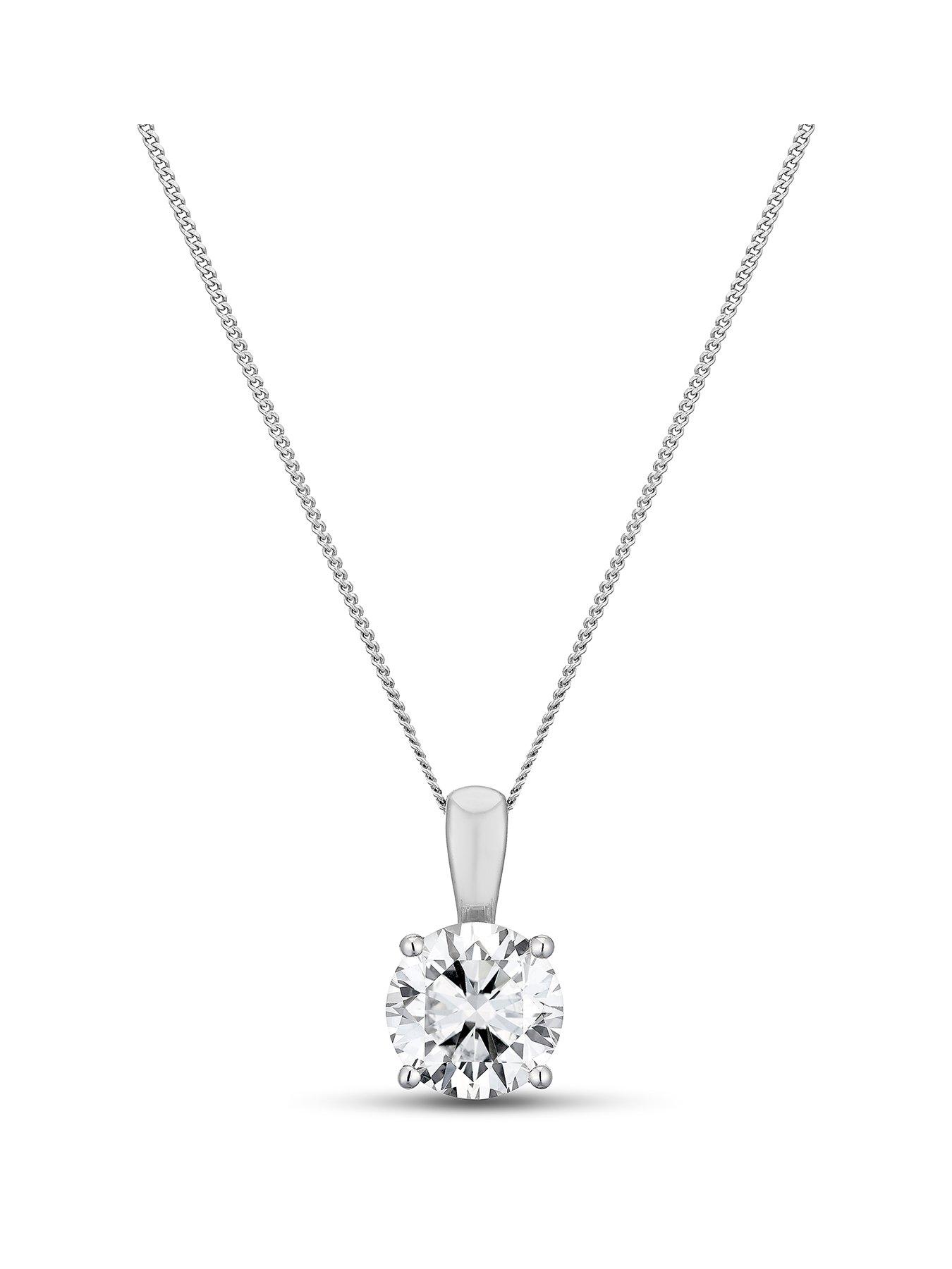 Image 1 of 3 of Harriet Womens 1ct Lab-Grown Diamond Solitaire Pendant Necklace - White Gold
