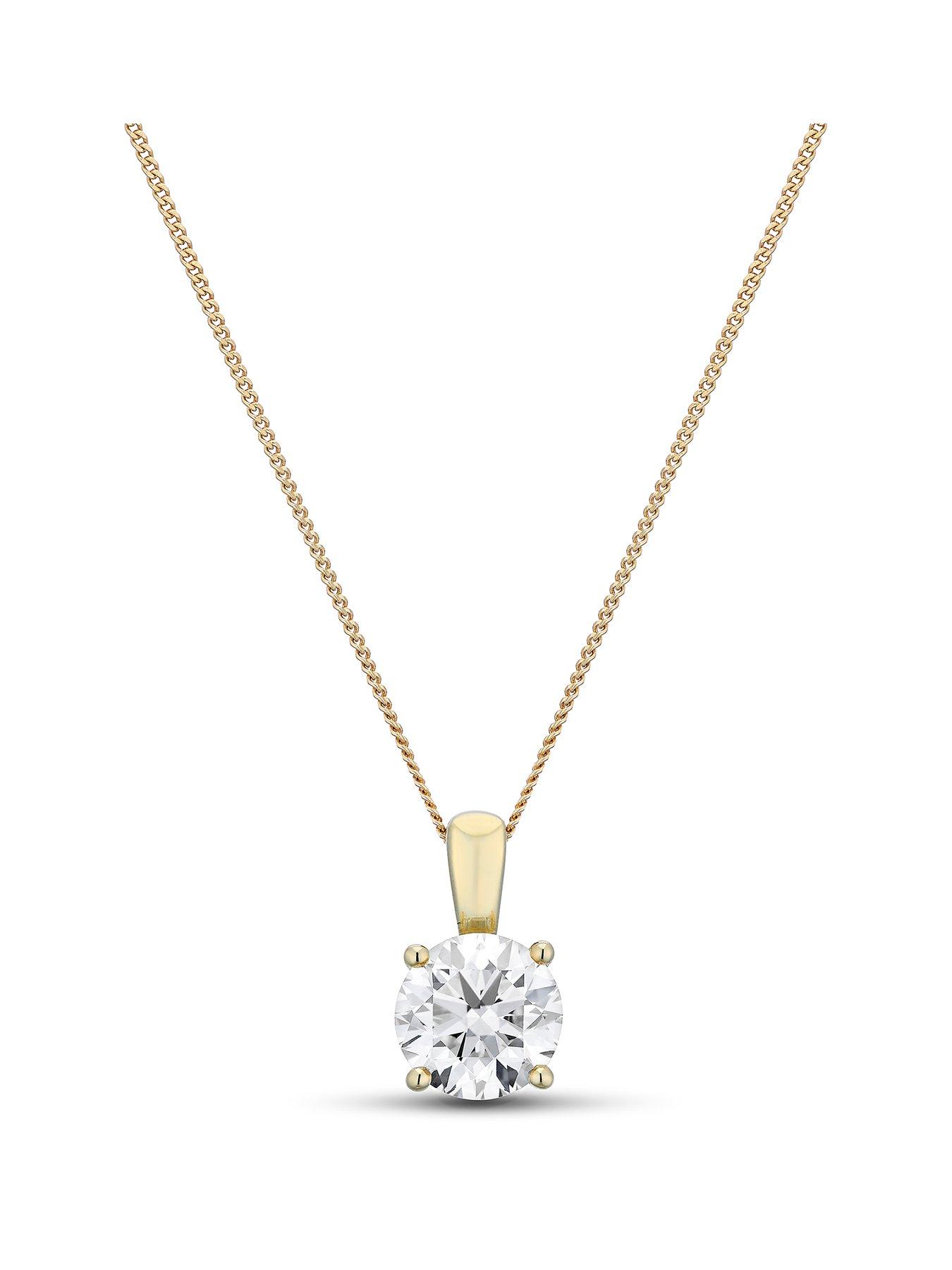 Image 1 of 3 of Harriet Womens 1ct Lab Grown Diamond Solitaire Pendant Necklace - Yellow Gold
