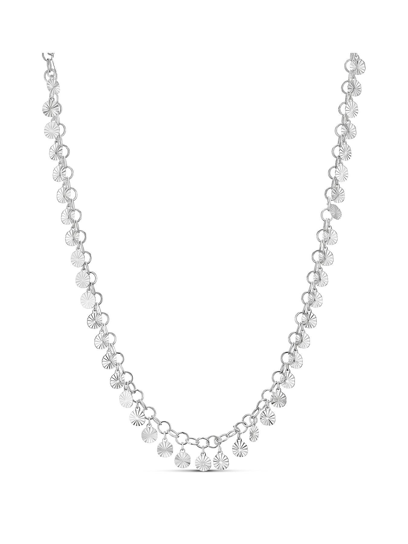 Image 1 of 3 of Ernest Jones Womens Diamond Cut Disc 18 Inch Chain Necklace - One Colour