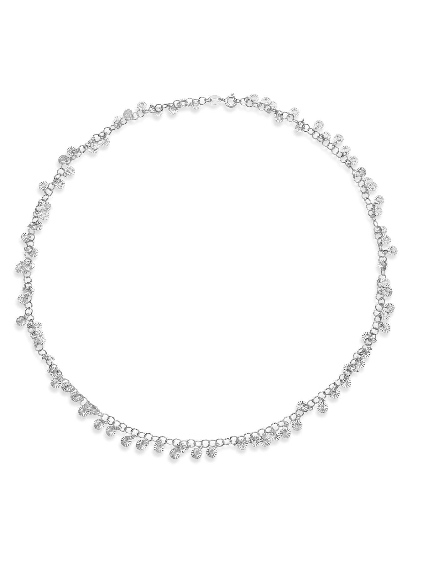 Image 2 of 3 of Ernest Jones Womens Diamond Cut Disc 18 Inch Chain Necklace - One Colour
