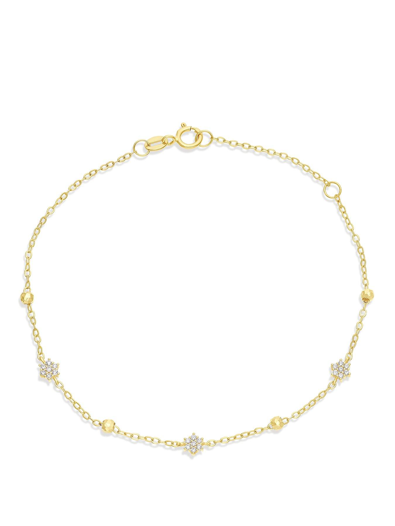 Image 1 of 3 of H. Samuel Womens Diamond-Cut Bead Station Bracelet - Gold