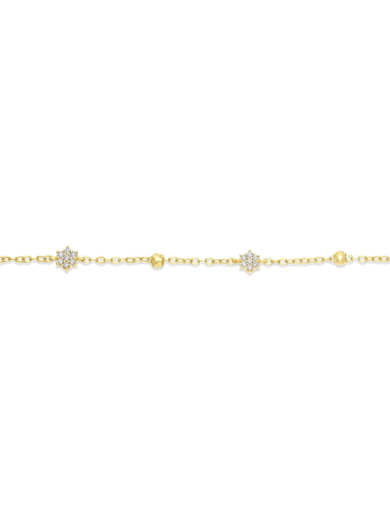 Image 2 of 3 of H. Samuel Womens Diamond-Cut Bead Station Bracelet - Gold