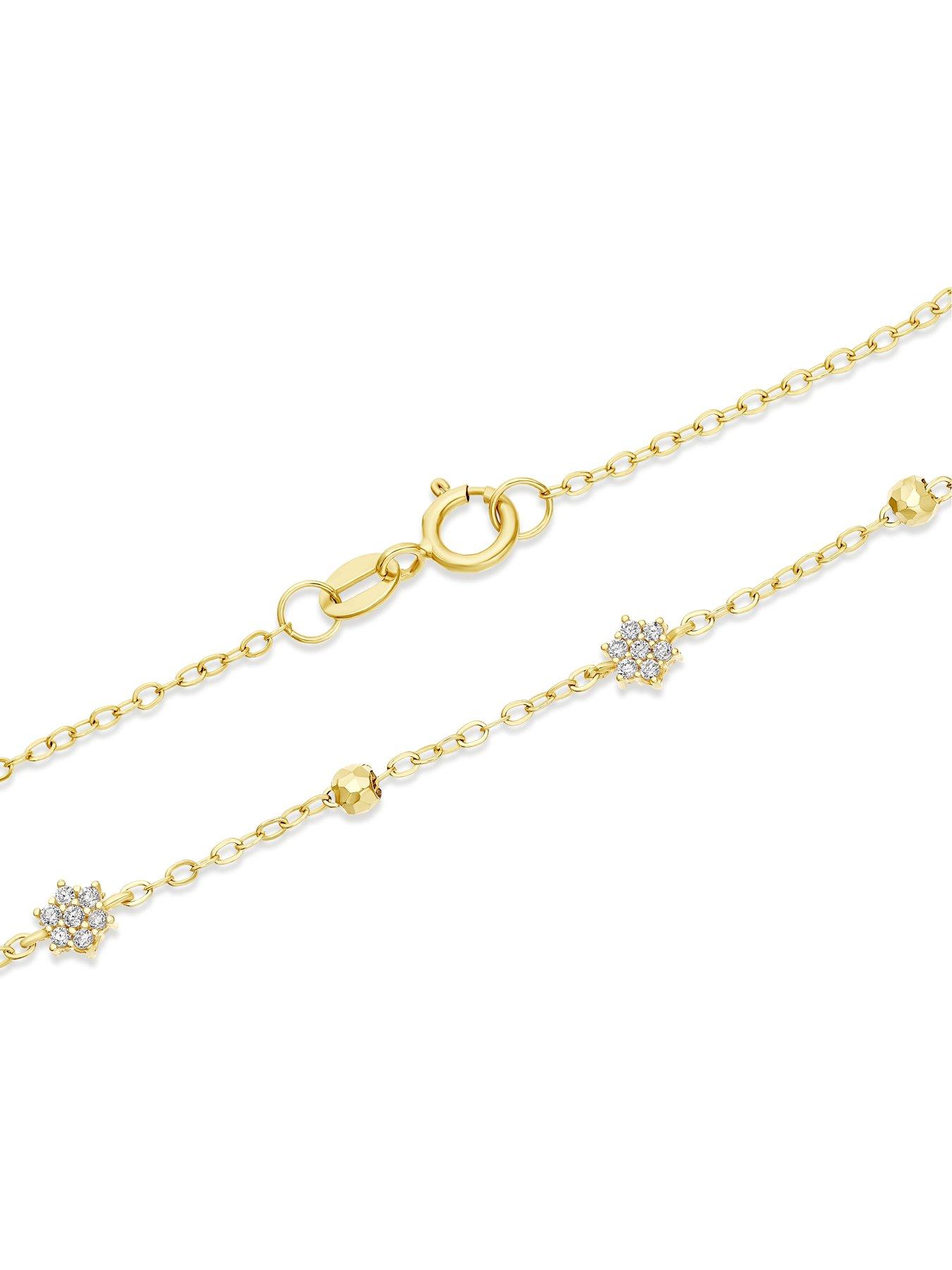 Image 3 of 3 of H. Samuel Womens Diamond-Cut Bead Station Bracelet - Gold