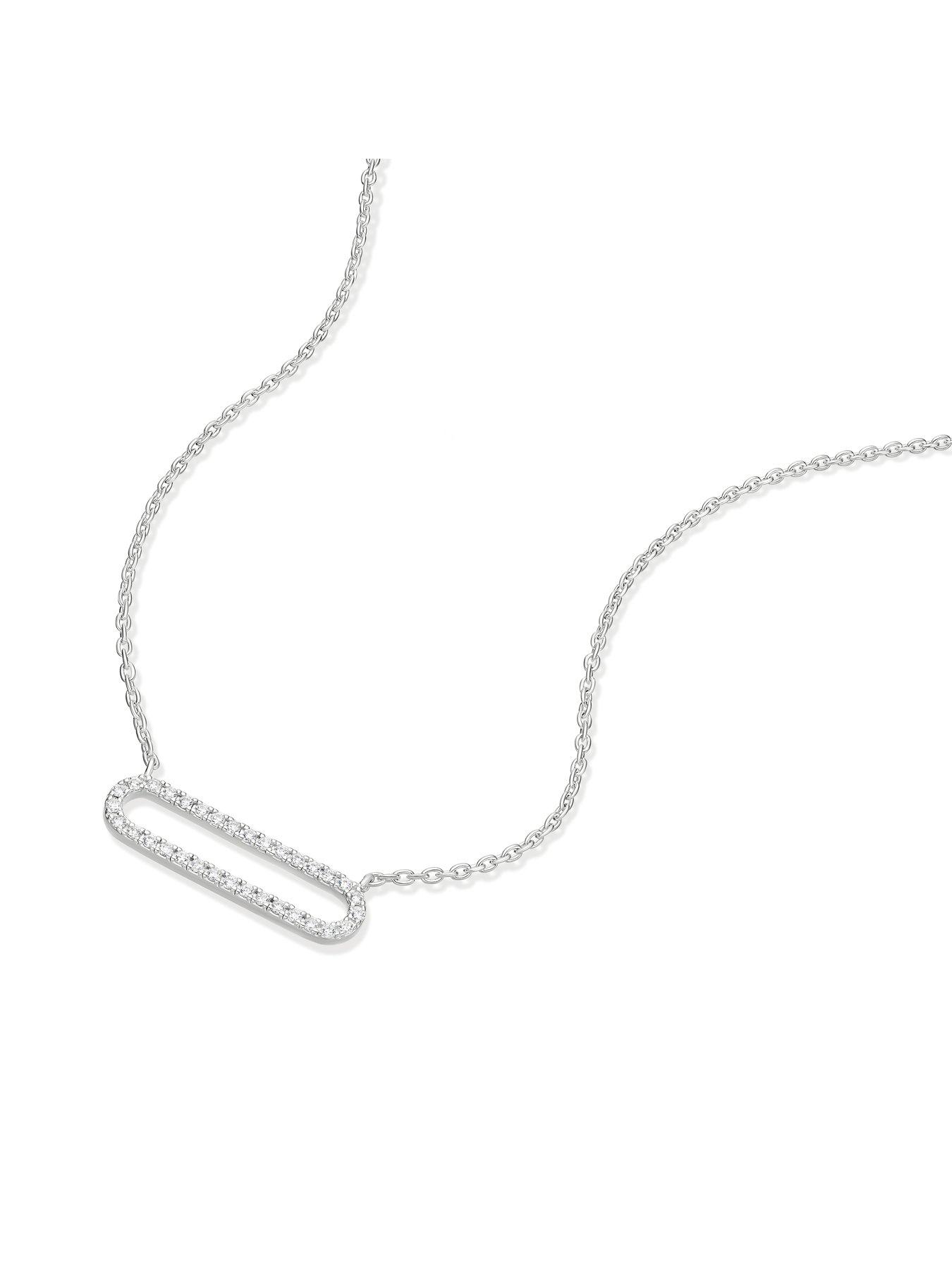 Image 2 of 3 of Ernest Jones Womens Cubic Zirconia Link Pendant Necklace - Silver