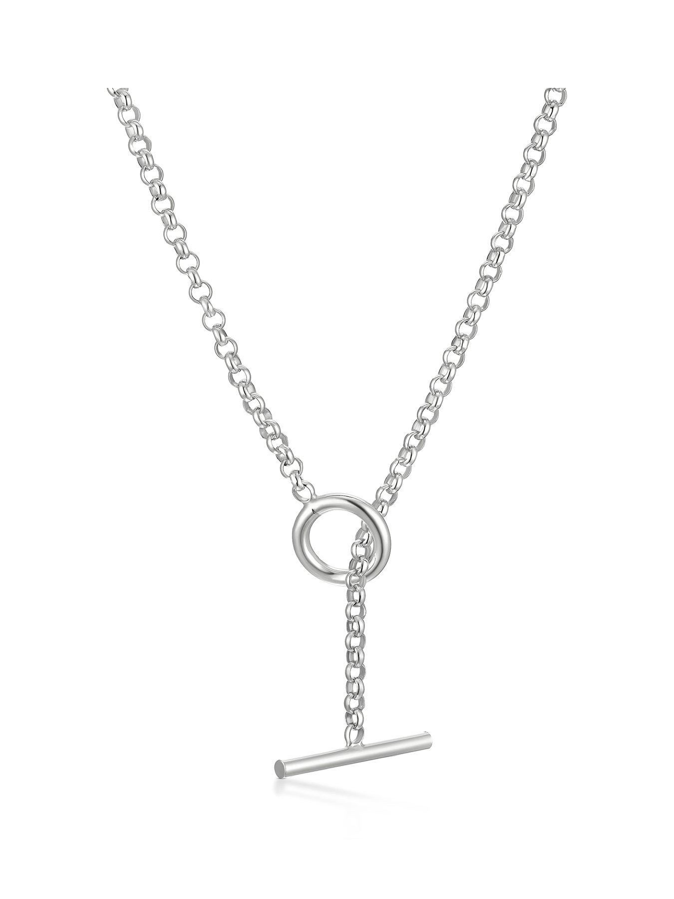 Image 1 of 3 of H. Samuel T-Bar Clasp Belcher Chain Necklace - Silver