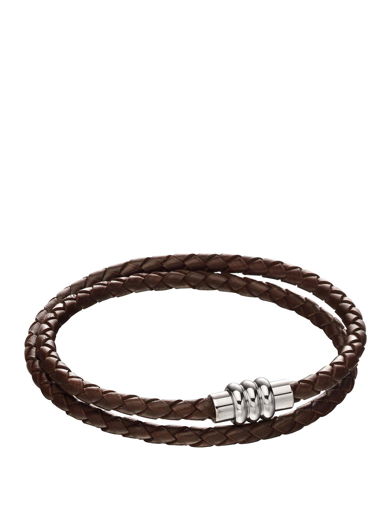 Image 1 of 1 of H. Samuel Mens Double Row Wrap Magnetic Clasp Bracelet - Brown