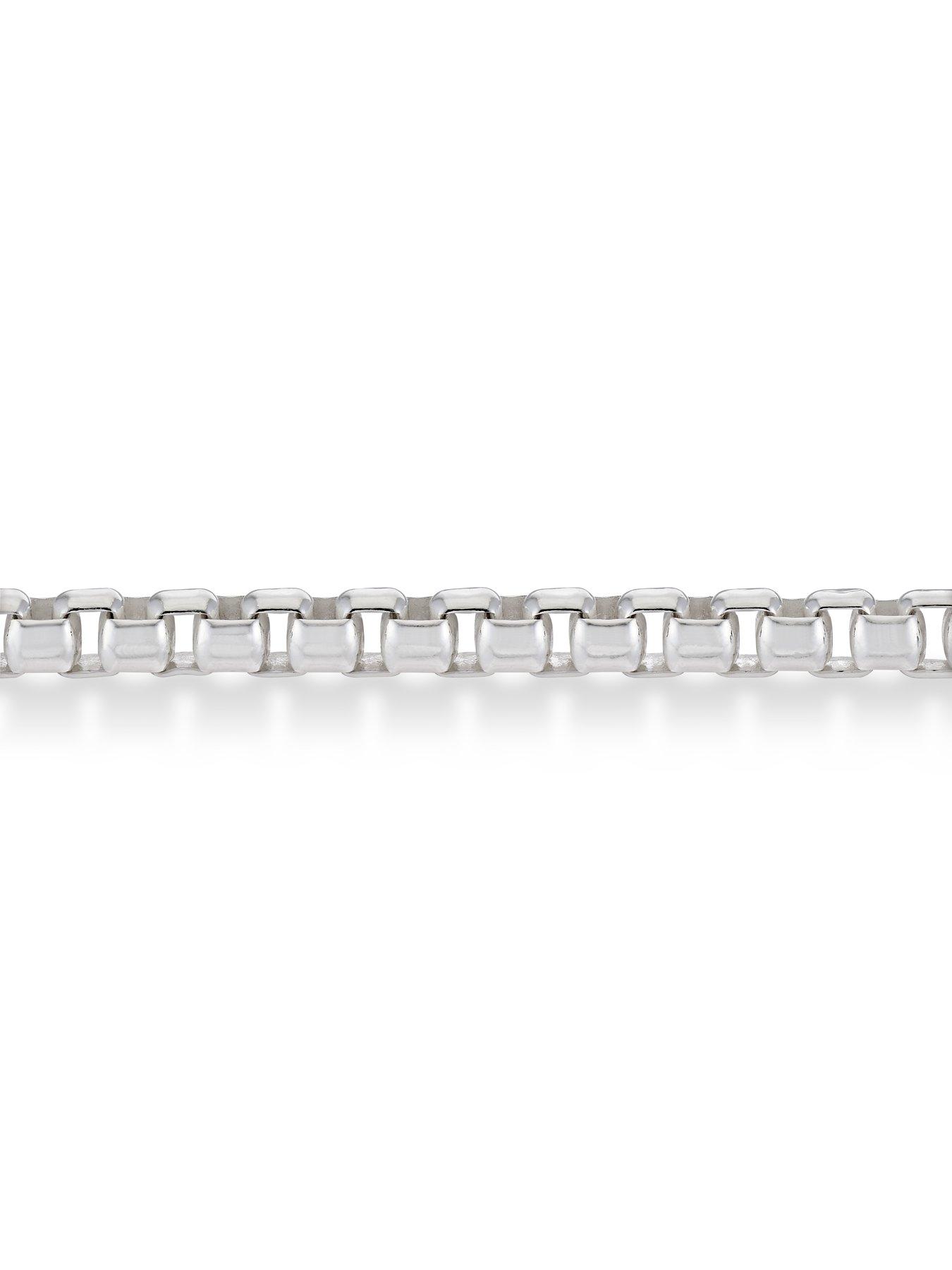 Image 2 of 3 of Ernest Jones Mens Sterling Silver Box Chain 8 Inch Bracelet - Silver