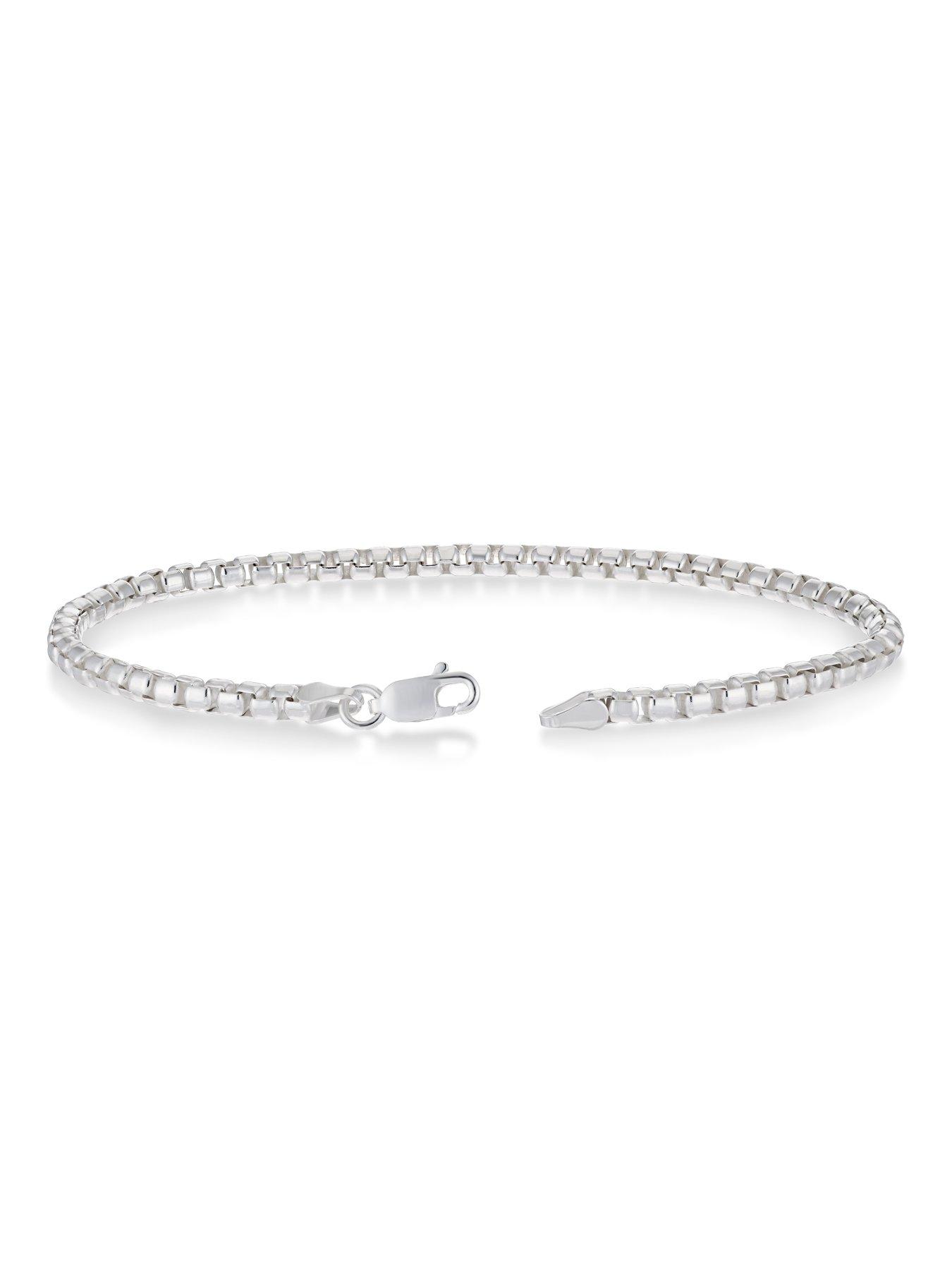 Image 3 of 3 of Ernest Jones Mens Sterling Silver Box Chain 8 Inch Bracelet - Silver