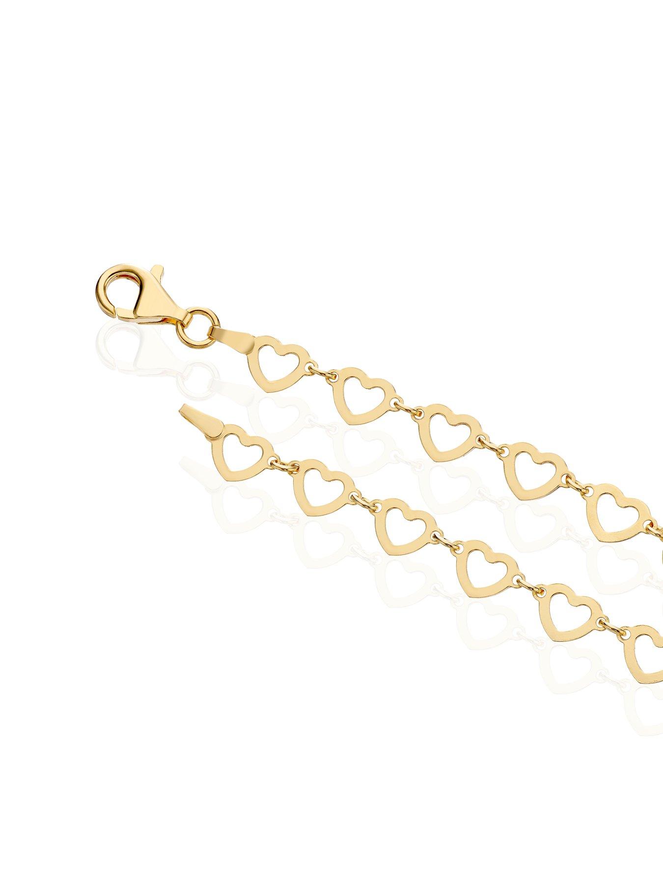Image 3 of 3 of H. Samuel Womens Heart Link Polished Bracelet - Gold