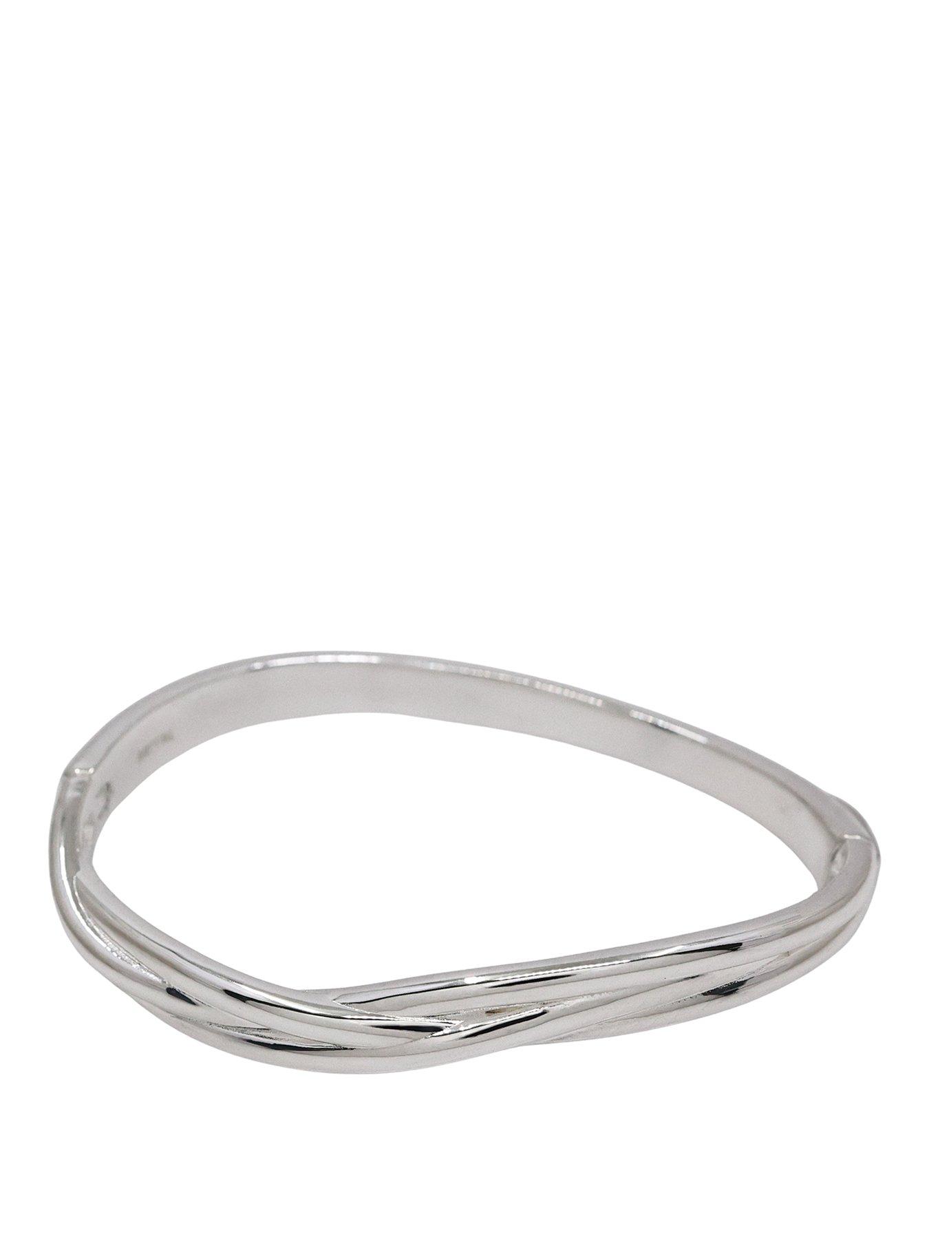 Image 1 of 3 of The Edit Womens Abstract Entwined Sterling Silver Plated Bangle - Silver