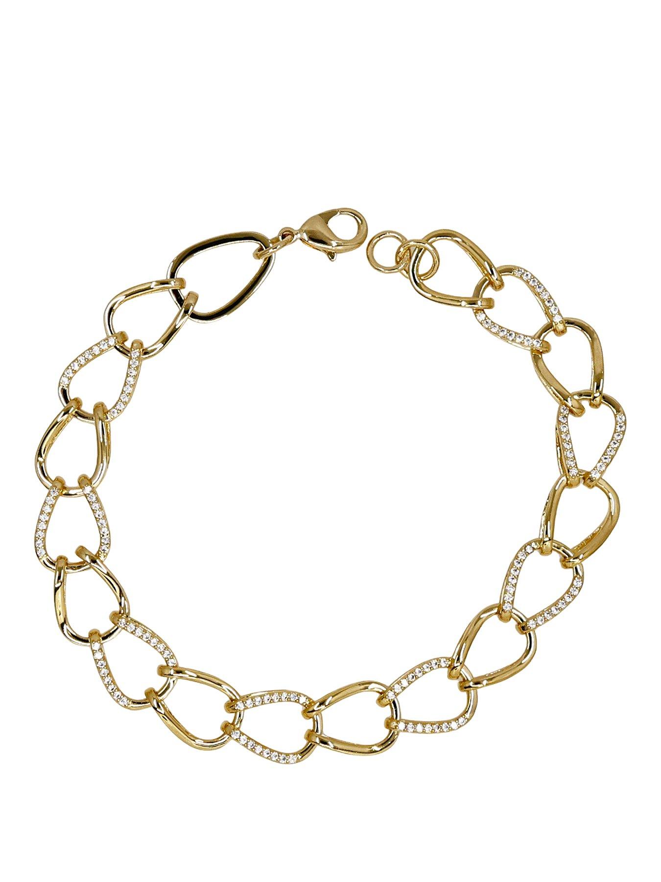 Image 1 of 5 of The Edit Womens 18ct Cubic Zirconia Chunky Chain Bracelet - Yellow Gold