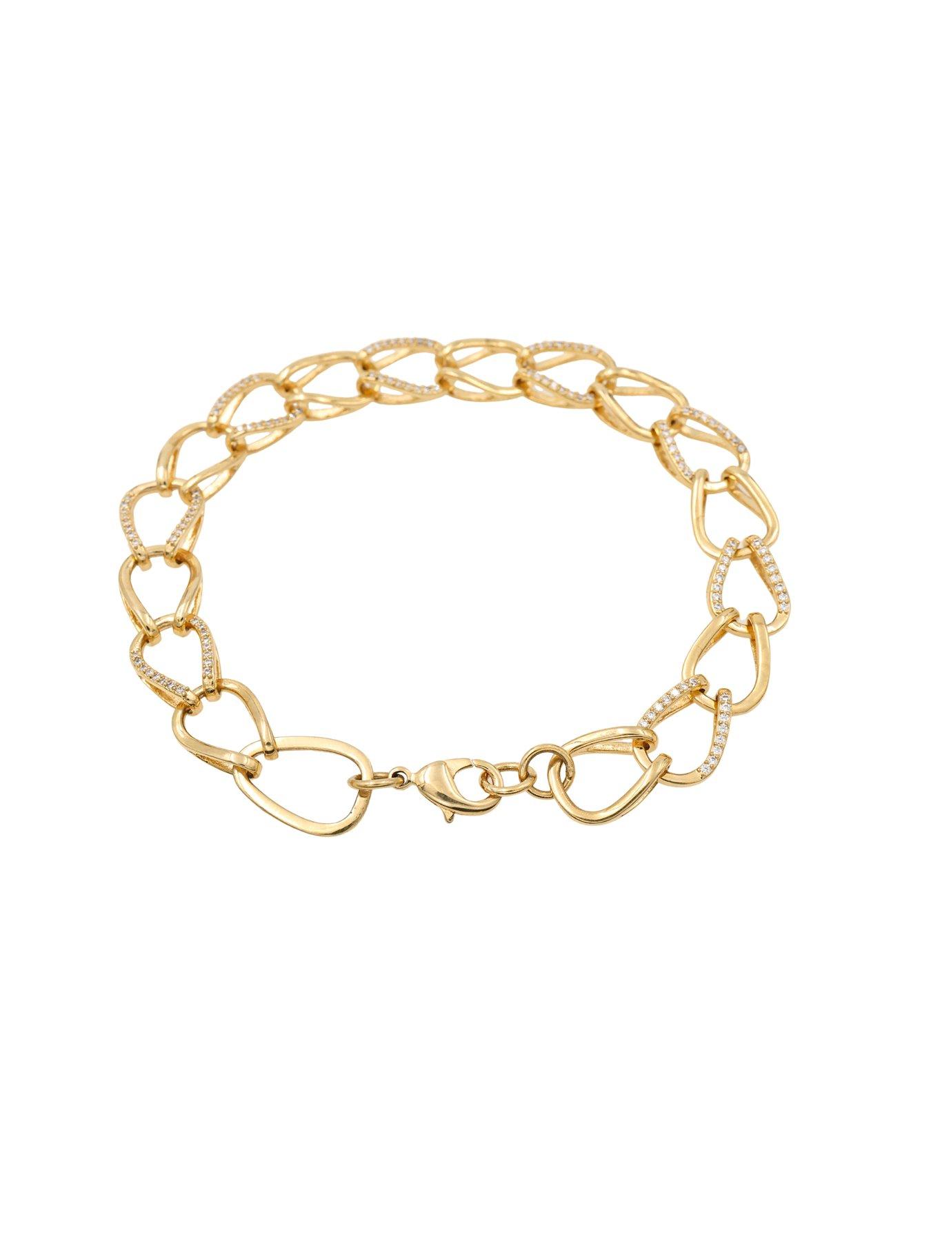 Image 2 of 5 of The Edit Womens 18ct Cubic Zirconia Chunky Chain Bracelet - Yellow Gold