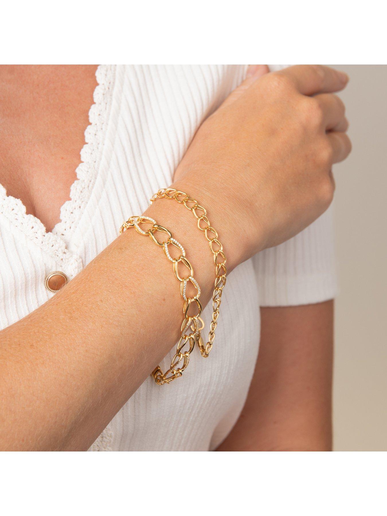 Image 3 of 5 of The Edit Womens 18ct Cubic Zirconia Chunky Chain Bracelet - Yellow Gold