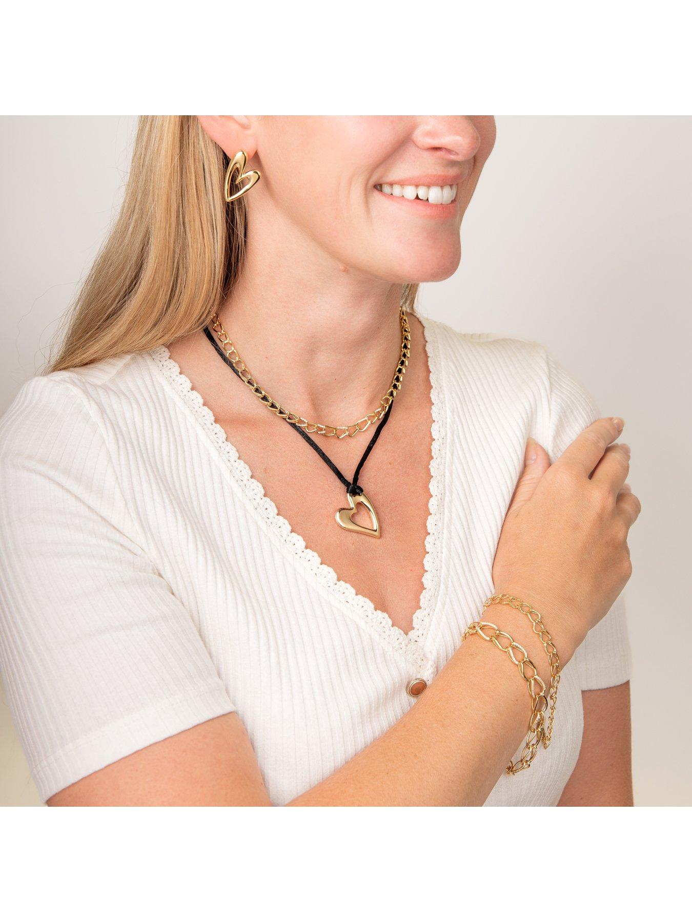 Image 4 of 5 of The Edit Womens 18ct Cubic Zirconia Chunky Chain Bracelet - Yellow Gold