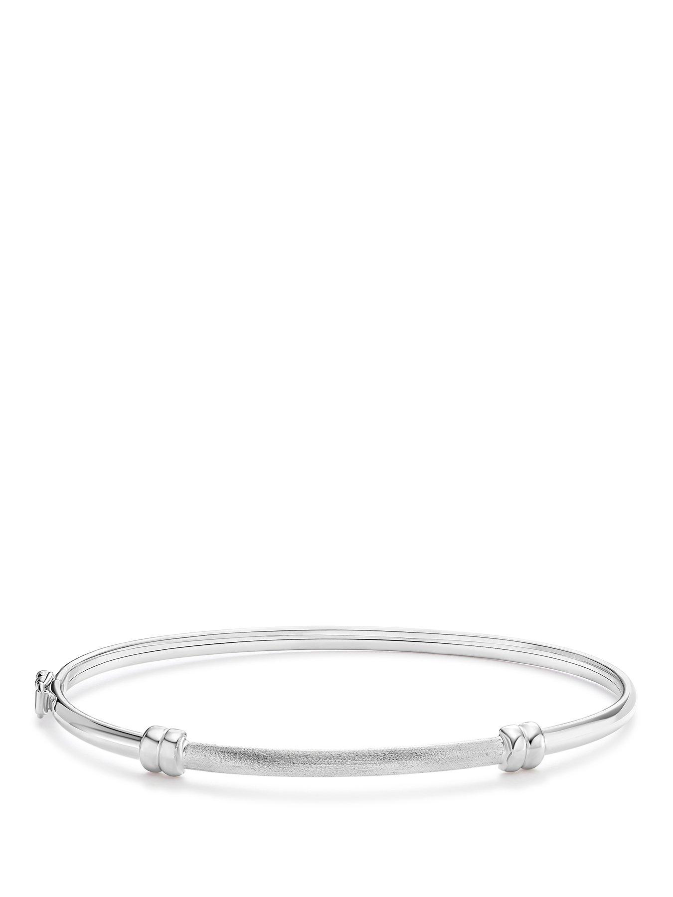 Image 1 of 2 of H. Samuel H. Samuel Womens Slim Bar Detail Hinged Bangle - Silver