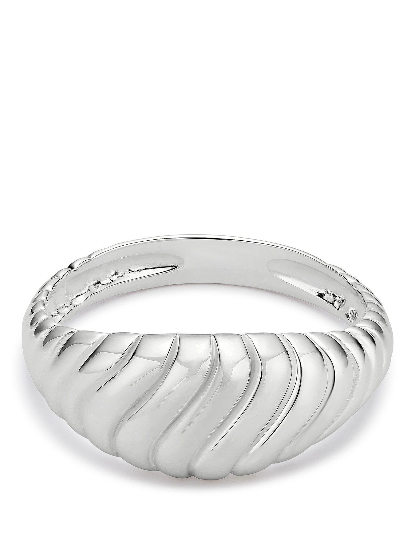 Image 1 of 3 of Ernest Jones Sterling Silver Chunky Ridged Ring