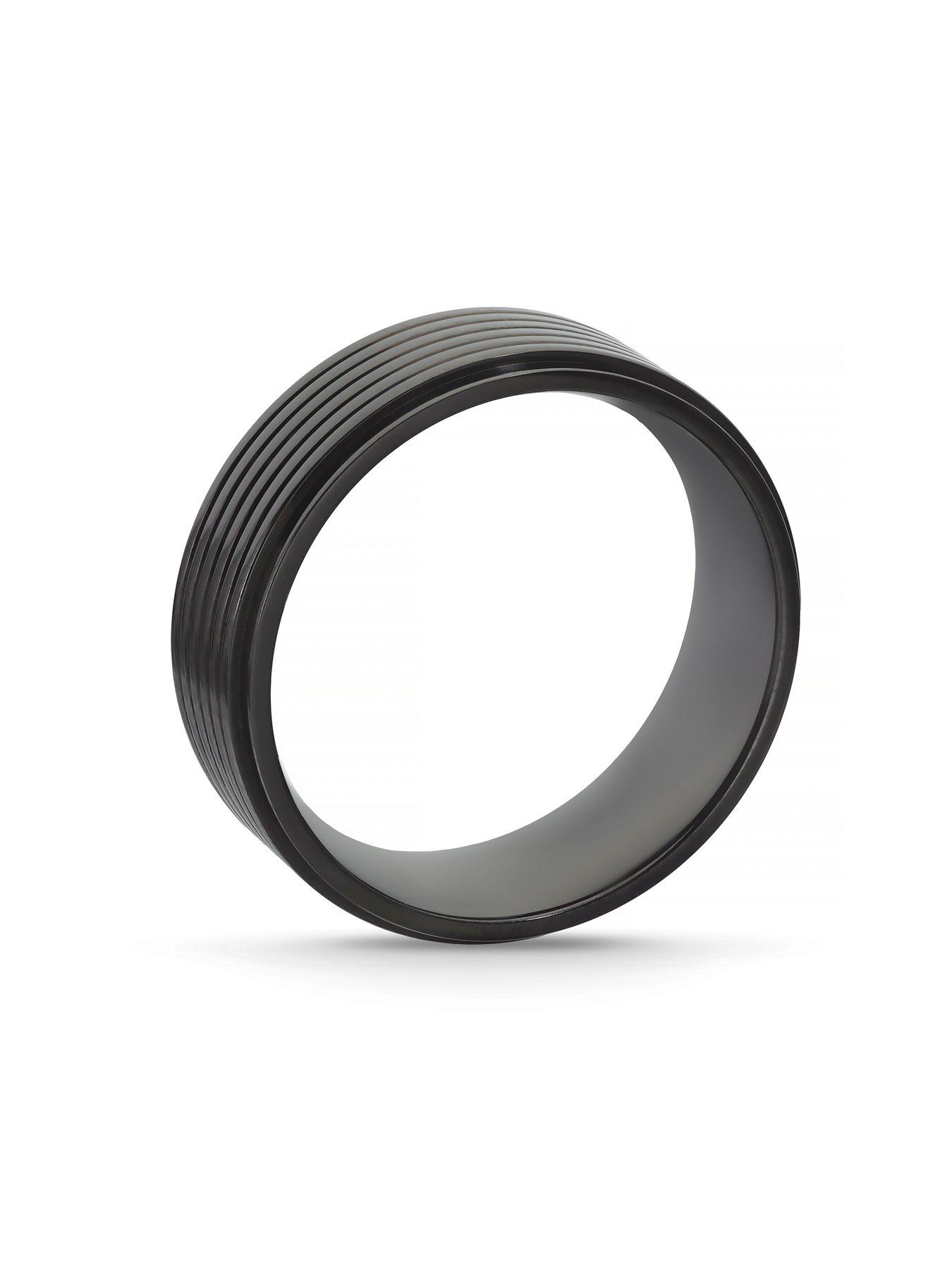 Image 3 of 3 of Ernest Jones Mens Grooved 8mm Black IP Titanium Ring - Black