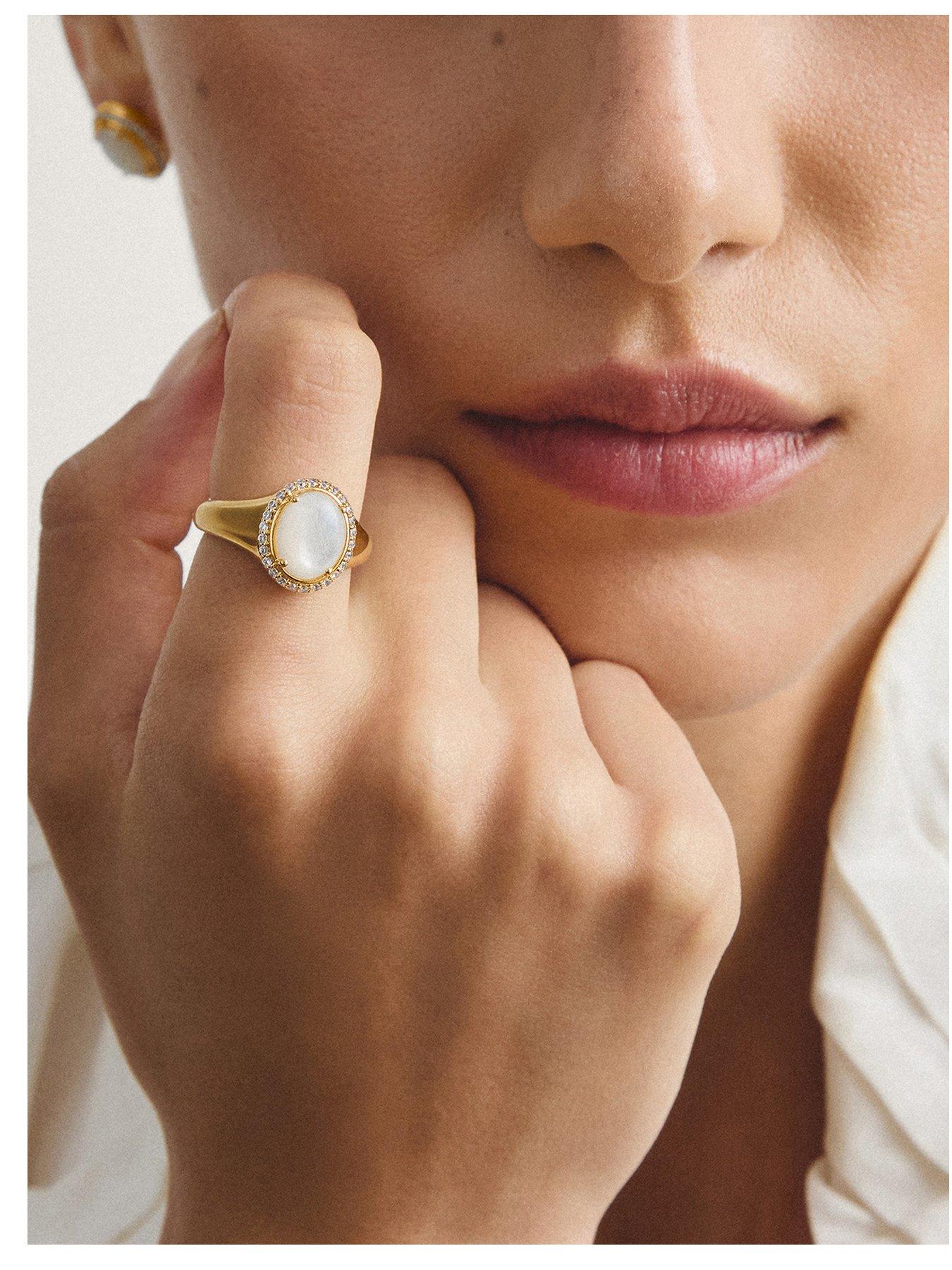 Image 1 of 4 of Thomas Sabo Mother-of-Pearl and White Zirconia Halo Ring