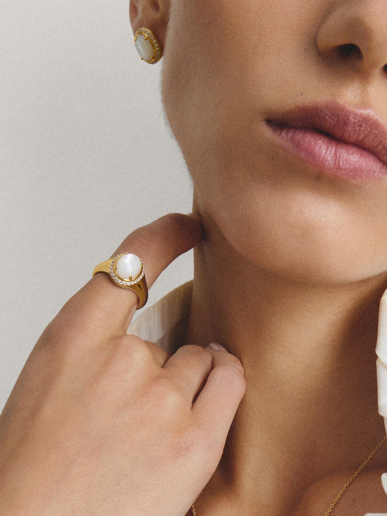Image 4 of 4 of Thomas Sabo Mother-of-Pearl and White Zirconia Halo Ring
