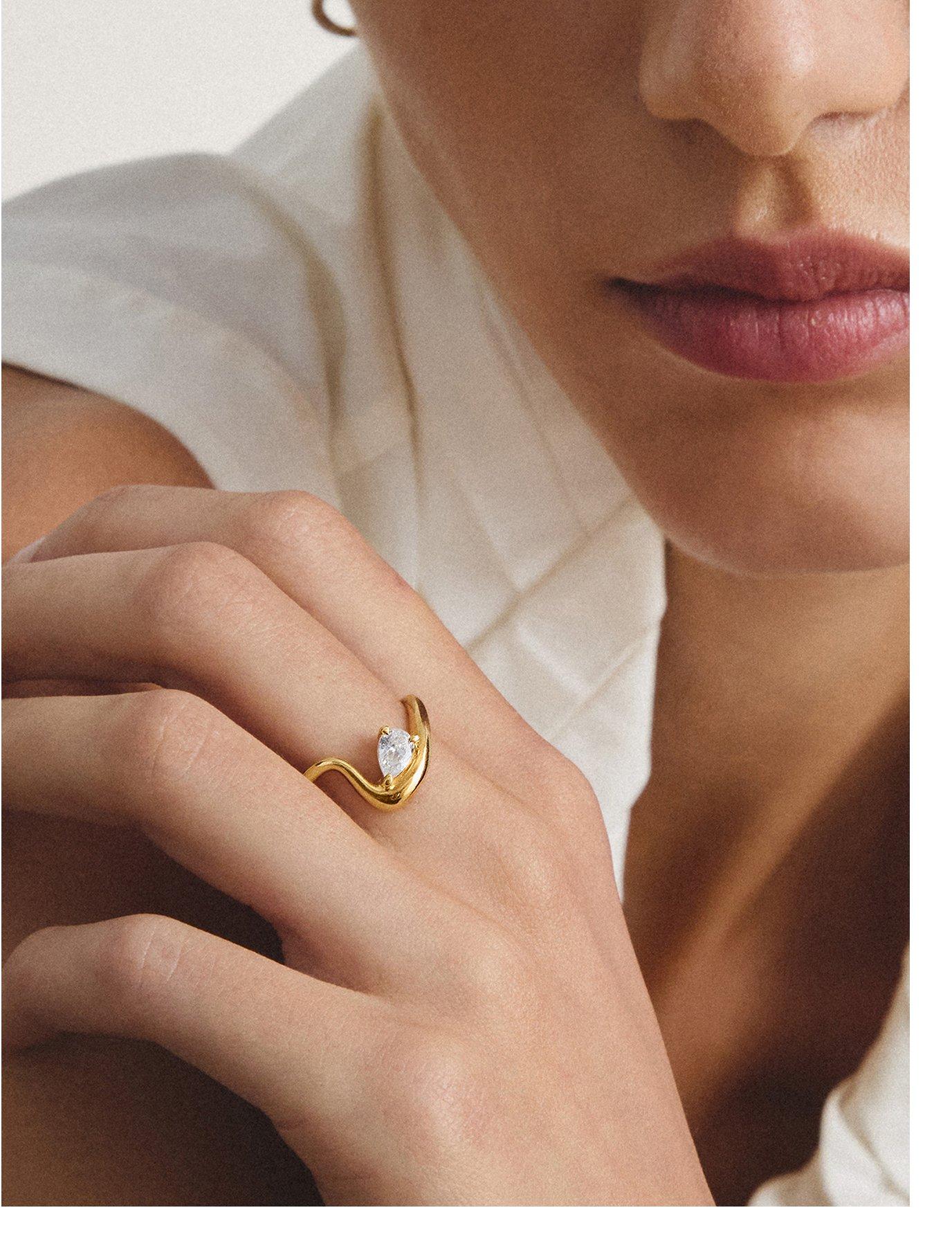 Image 1 of 4 of Thomas Sabo Teardrop White Zirconia Ring