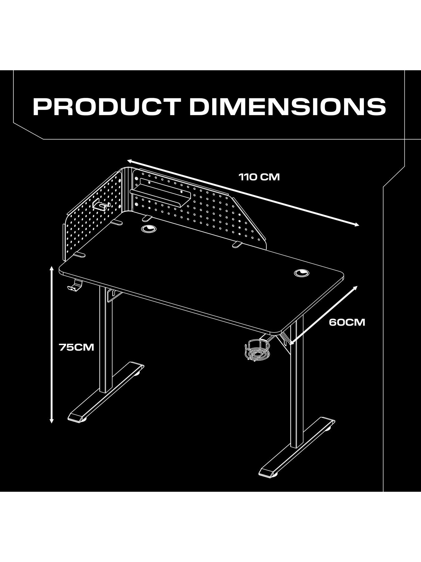 Image 7 of 7 of X Rocker Vortex 110cm Gaming Desk with Pegboard and Accessories