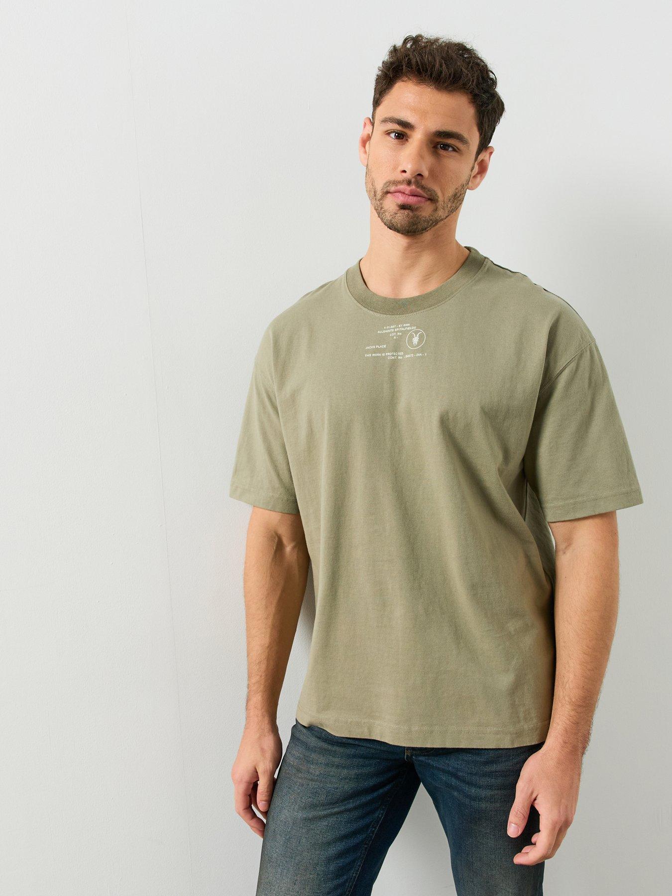 Image 1 of 5 of AllSaints Mens Raphy Relaxed Fit Graphic T-Shirt - Green