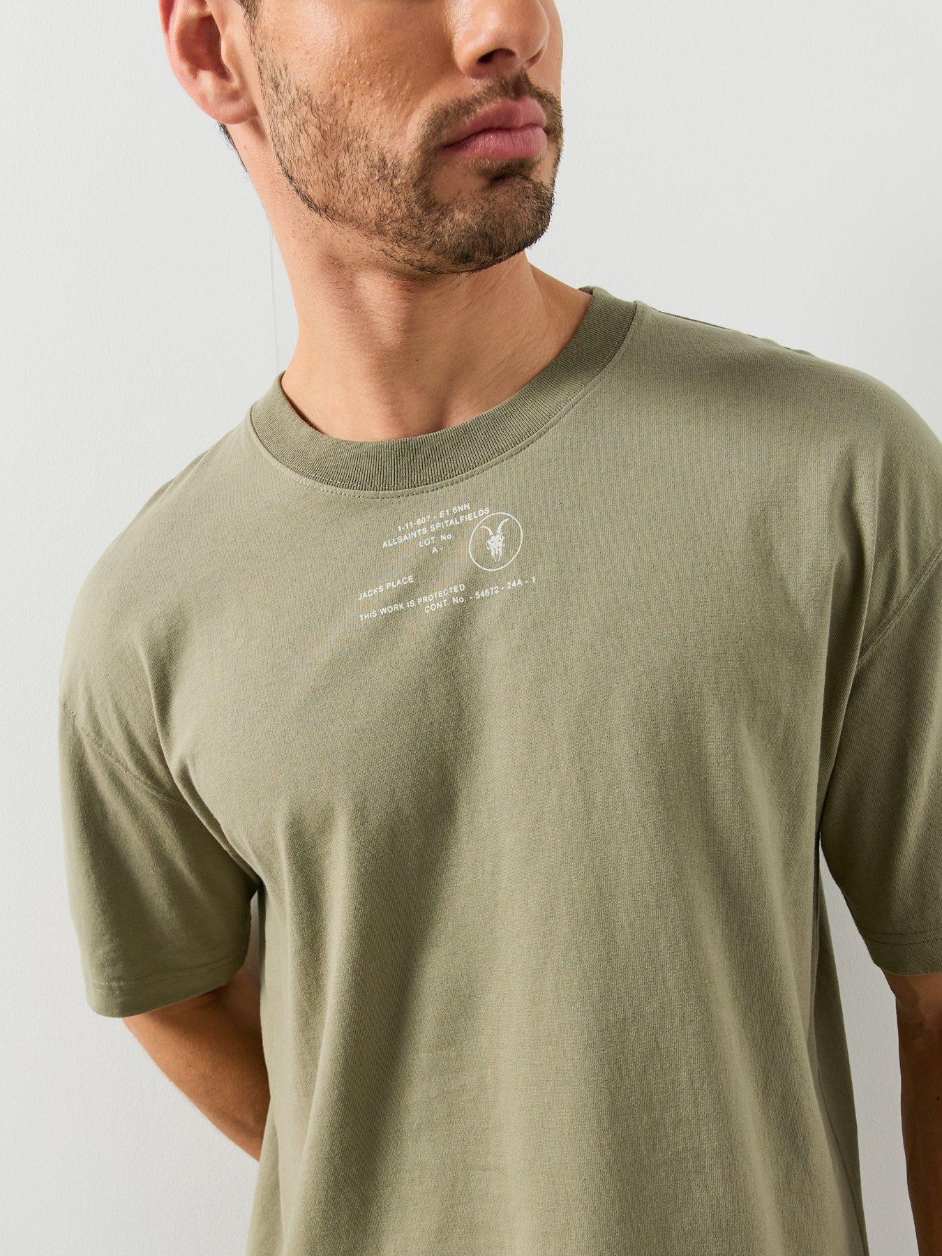 Image 4 of 5 of AllSaints Mens Raphy Relaxed Fit Graphic T-Shirt - Green