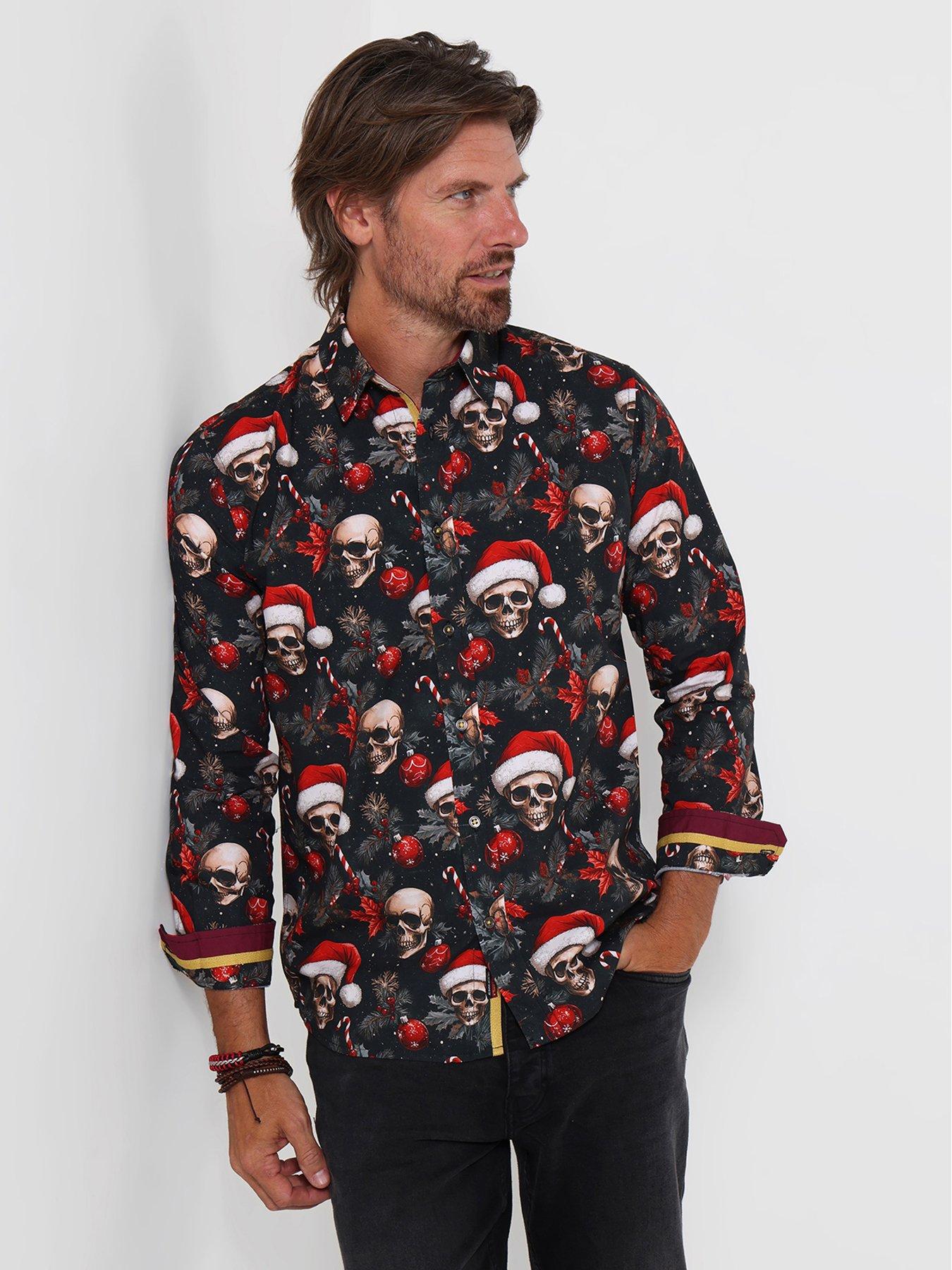 Image 1 of 5 of Joe Browns Mens Skull &amp; Baubles Christmas Shirt - Black
