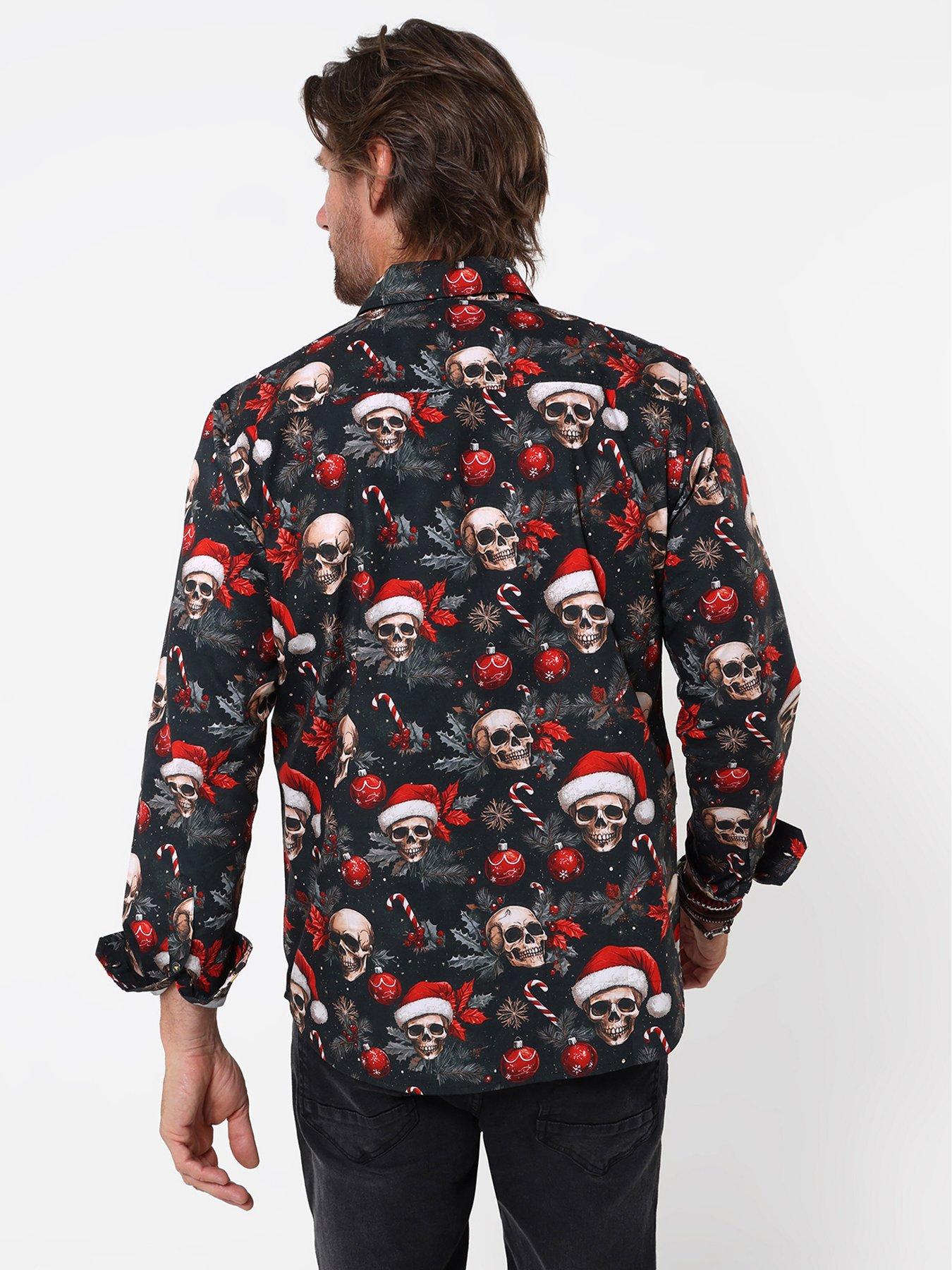 Image 2 of 5 of Joe Browns Mens Skull &amp; Baubles Christmas Shirt - Black