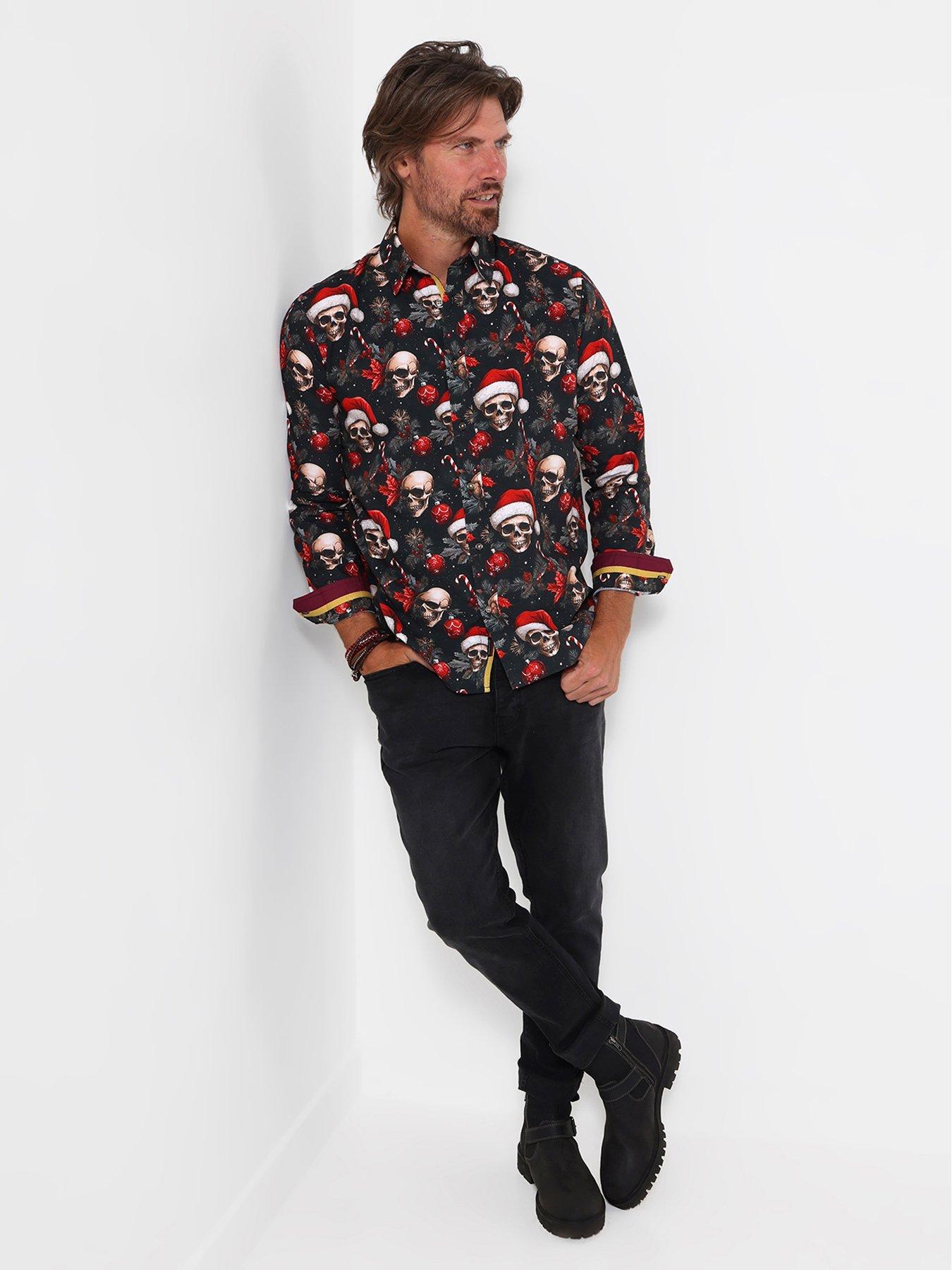 Image 3 of 5 of Joe Browns Mens Skull &amp; Baubles Christmas Shirt - Black