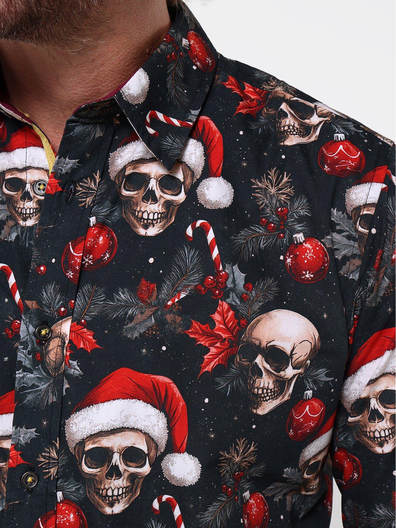 Image 4 of 5 of Joe Browns Mens Skull &amp; Baubles Christmas Shirt - Black