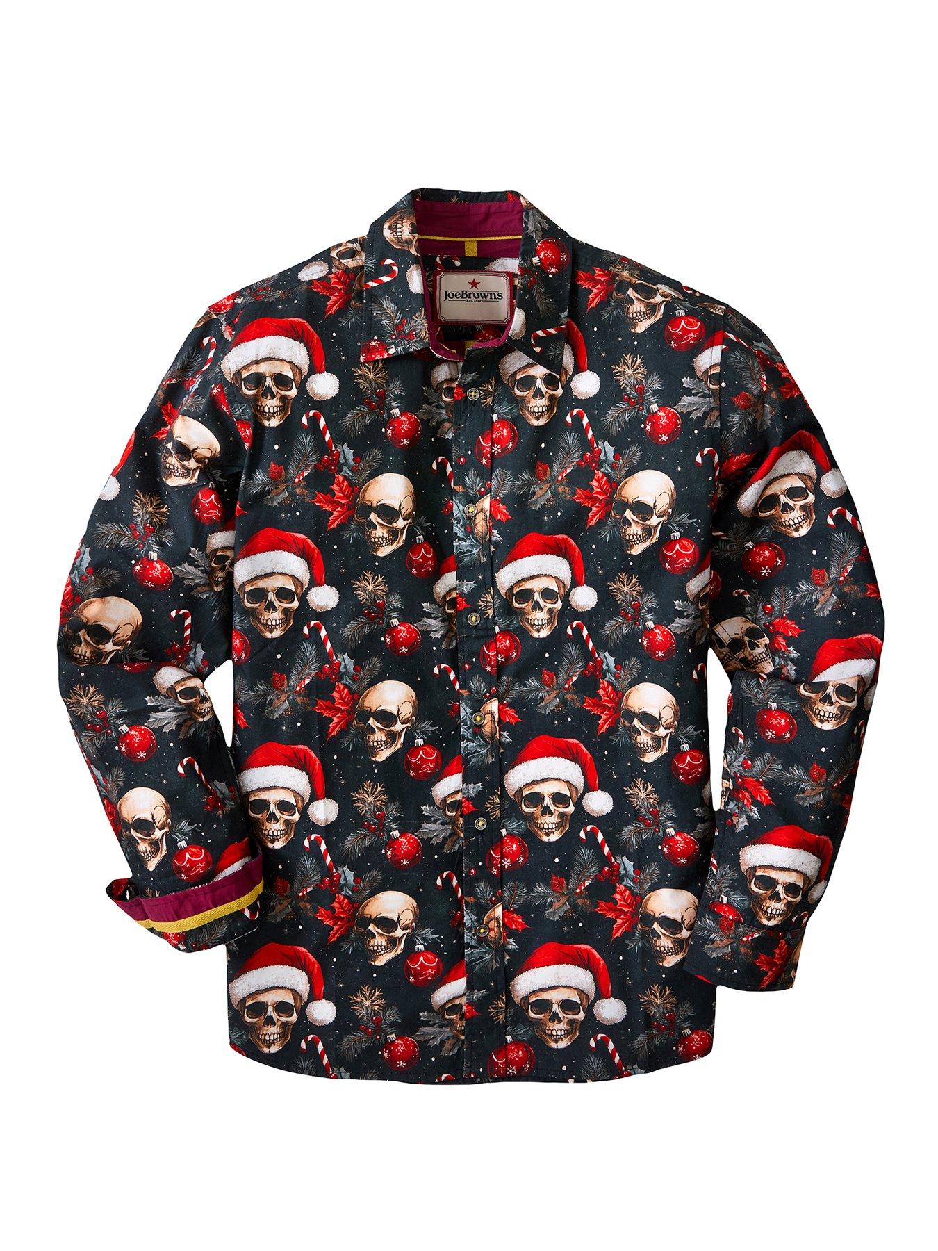 Image 5 of 5 of Joe Browns Mens Skull &amp; Baubles Christmas Shirt - Black