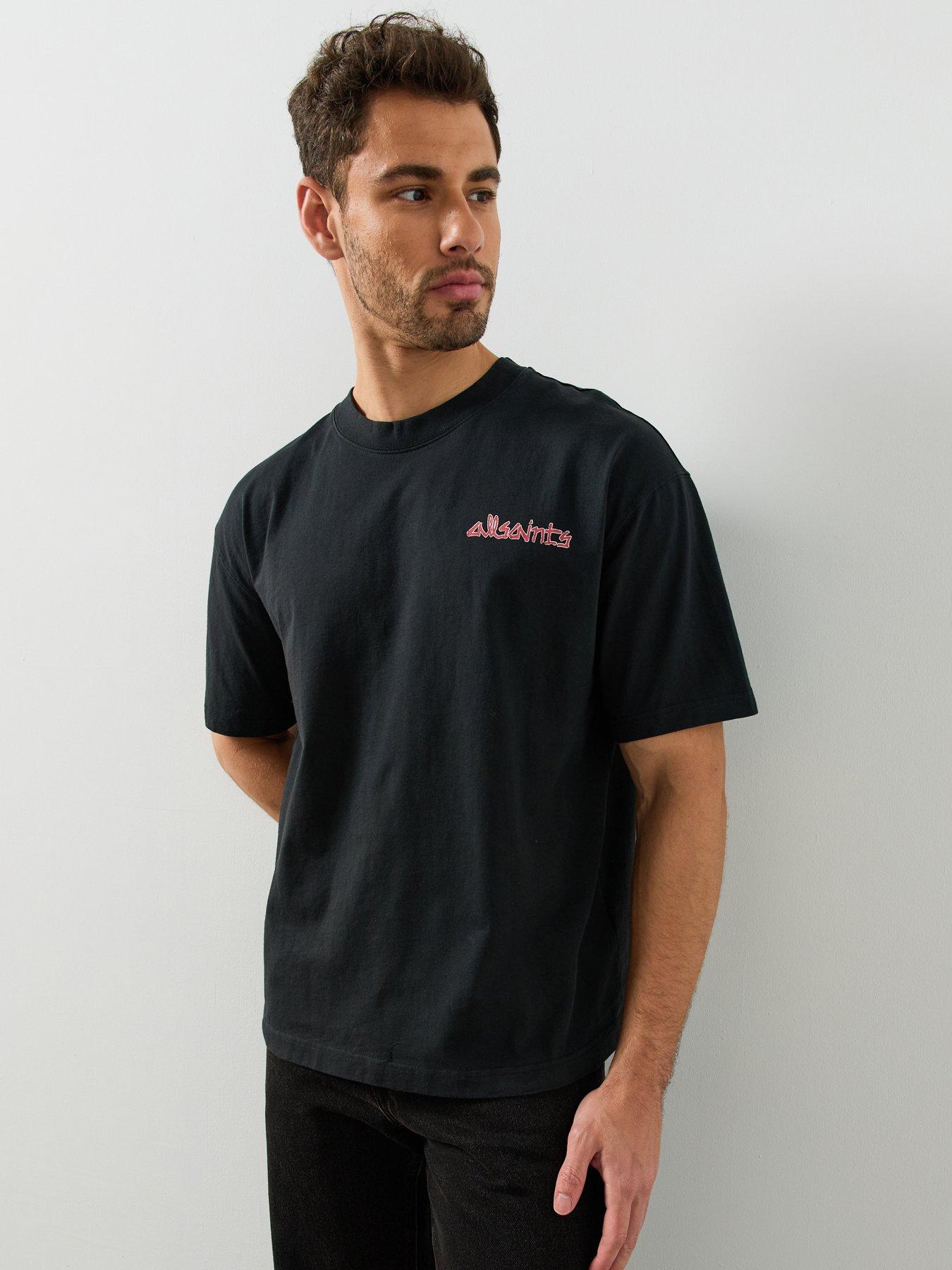 Image 1 of 5 of AllSaints Mens Stanza Relaxed Fit Graphic T-Shirt - Black