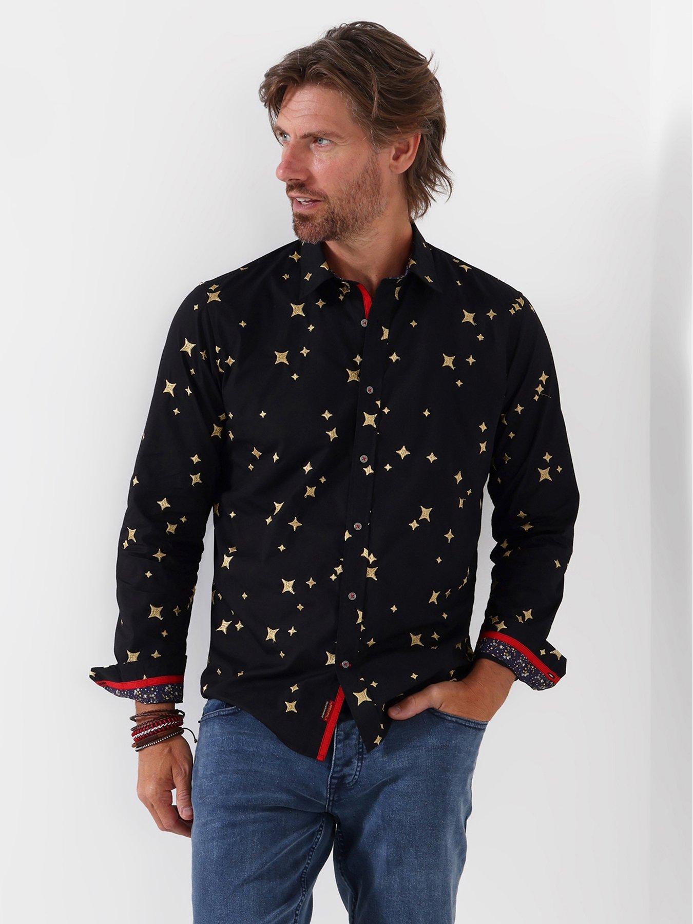 Image 1 of 5 of Joe Browns Mens Embroidered Star Long Sleeve Shirt - Black