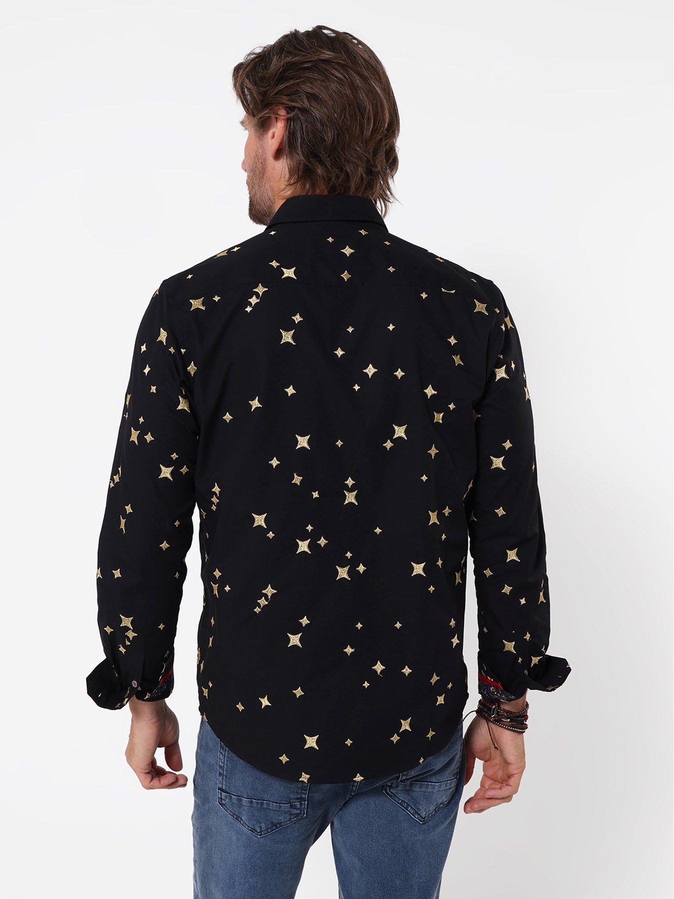 Image 2 of 5 of Joe Browns Mens Embroidered Star Long Sleeve Shirt - Black