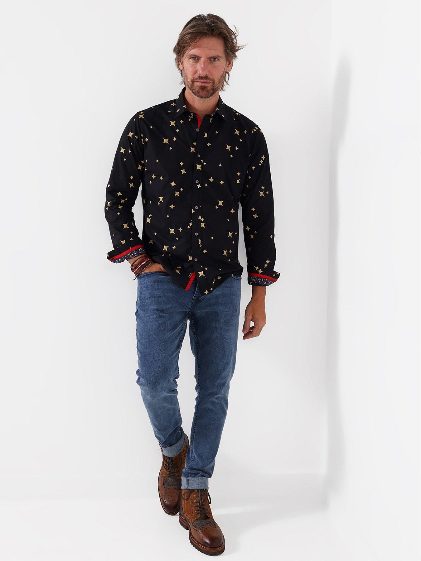 Image 3 of 5 of Joe Browns Mens Embroidered Star Long Sleeve Shirt - Black