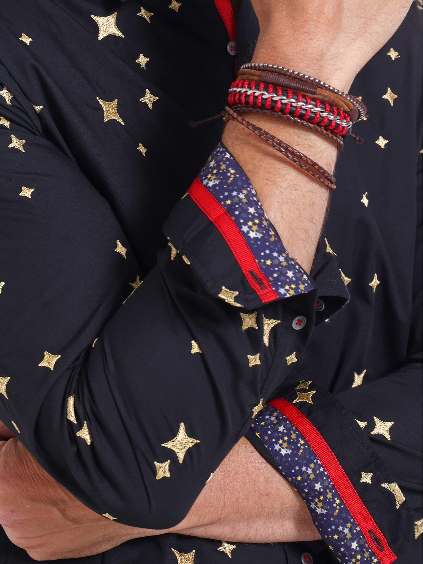 Image 4 of 5 of Joe Browns Mens Embroidered Star Long Sleeve Shirt - Black