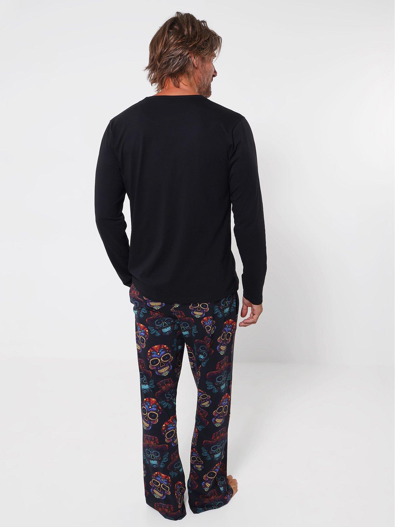 Image 2 of 7 of Joe Browns Mens Sugar Skull Graphic Cotton Pyjamas - Black