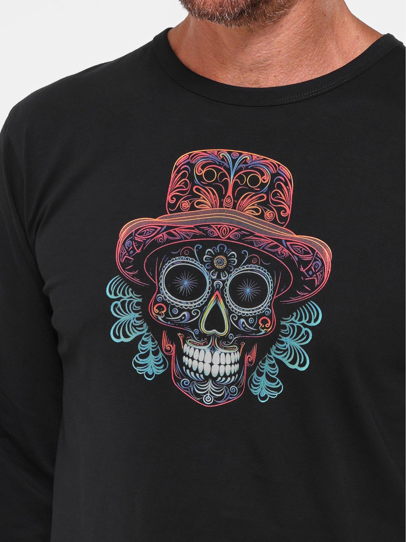 Image 4 of 7 of Joe Browns Mens Sugar Skull Graphic Cotton Pyjamas - Black