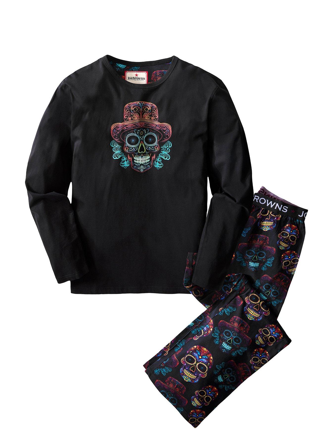 Image 5 of 7 of Joe Browns Mens Sugar Skull Graphic Cotton Pyjamas - Black