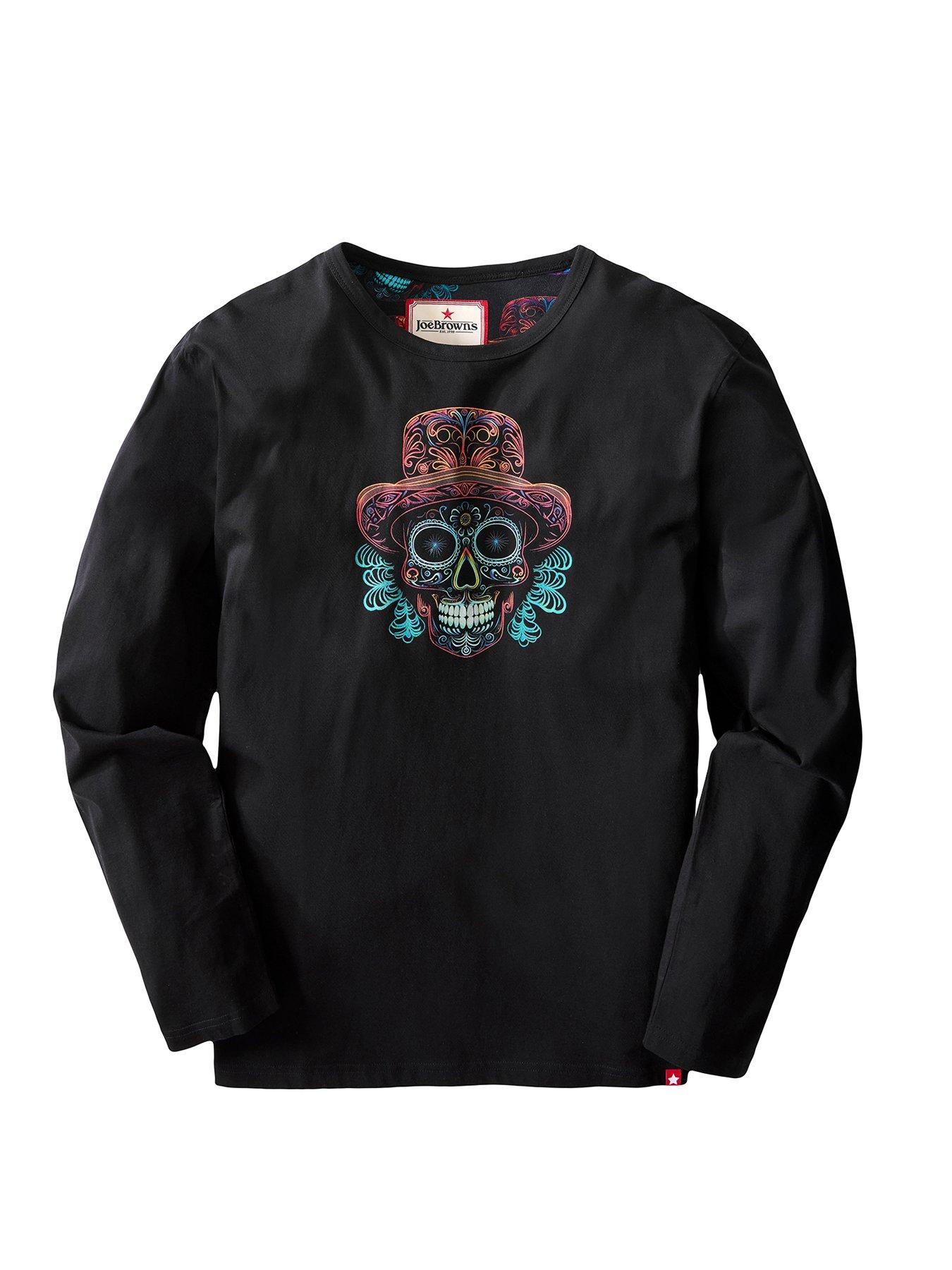 Image 6 of 7 of Joe Browns Mens Sugar Skull Graphic Cotton Pyjamas - Black