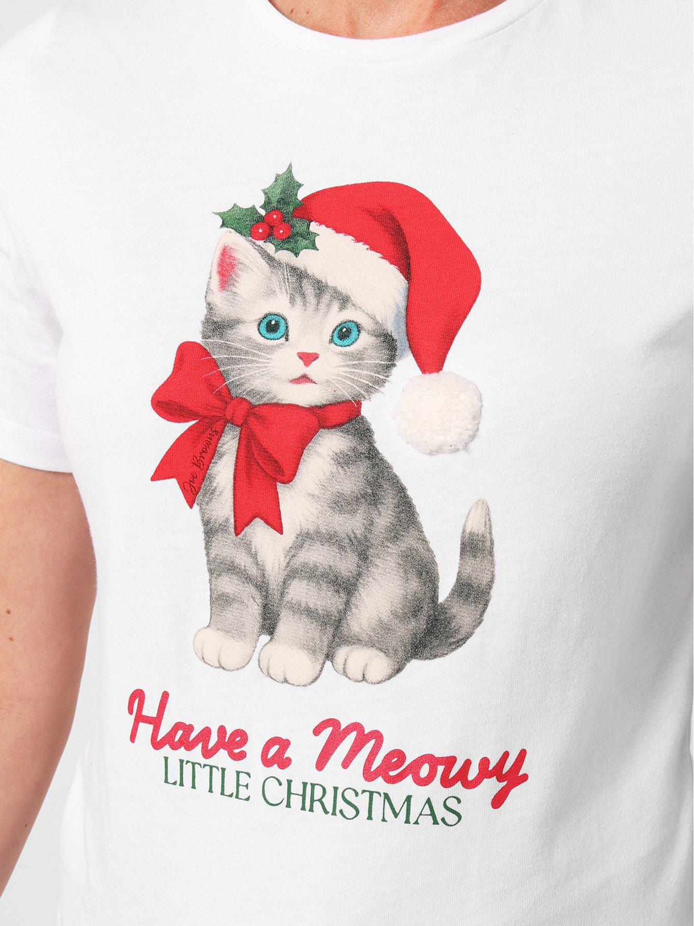 Image 3 of 5 of Joe Browns Womens Christmas Cat Graphic T-Shirt- White