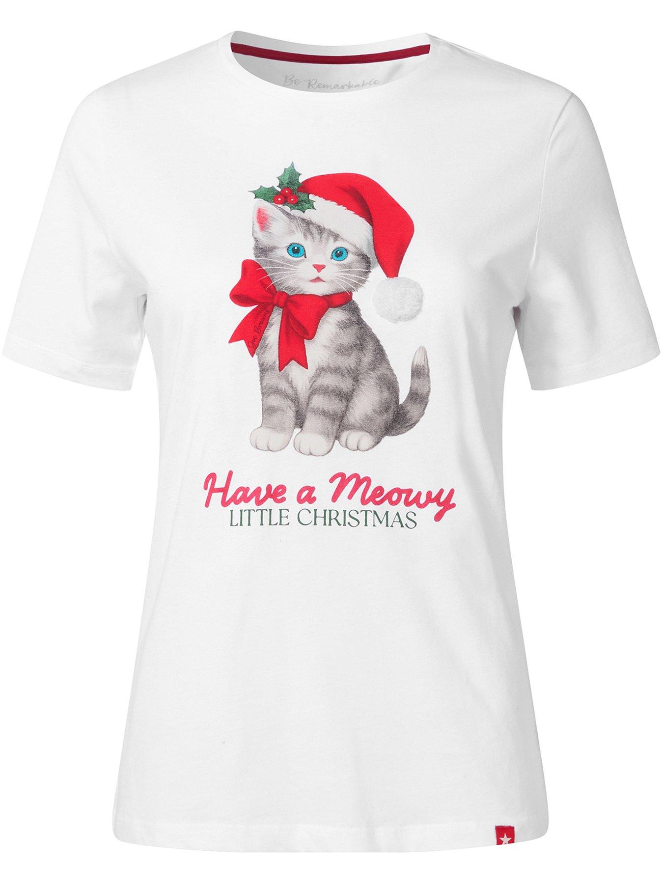 Image 5 of 5 of Joe Browns Womens Christmas Cat Graphic T-Shirt- White