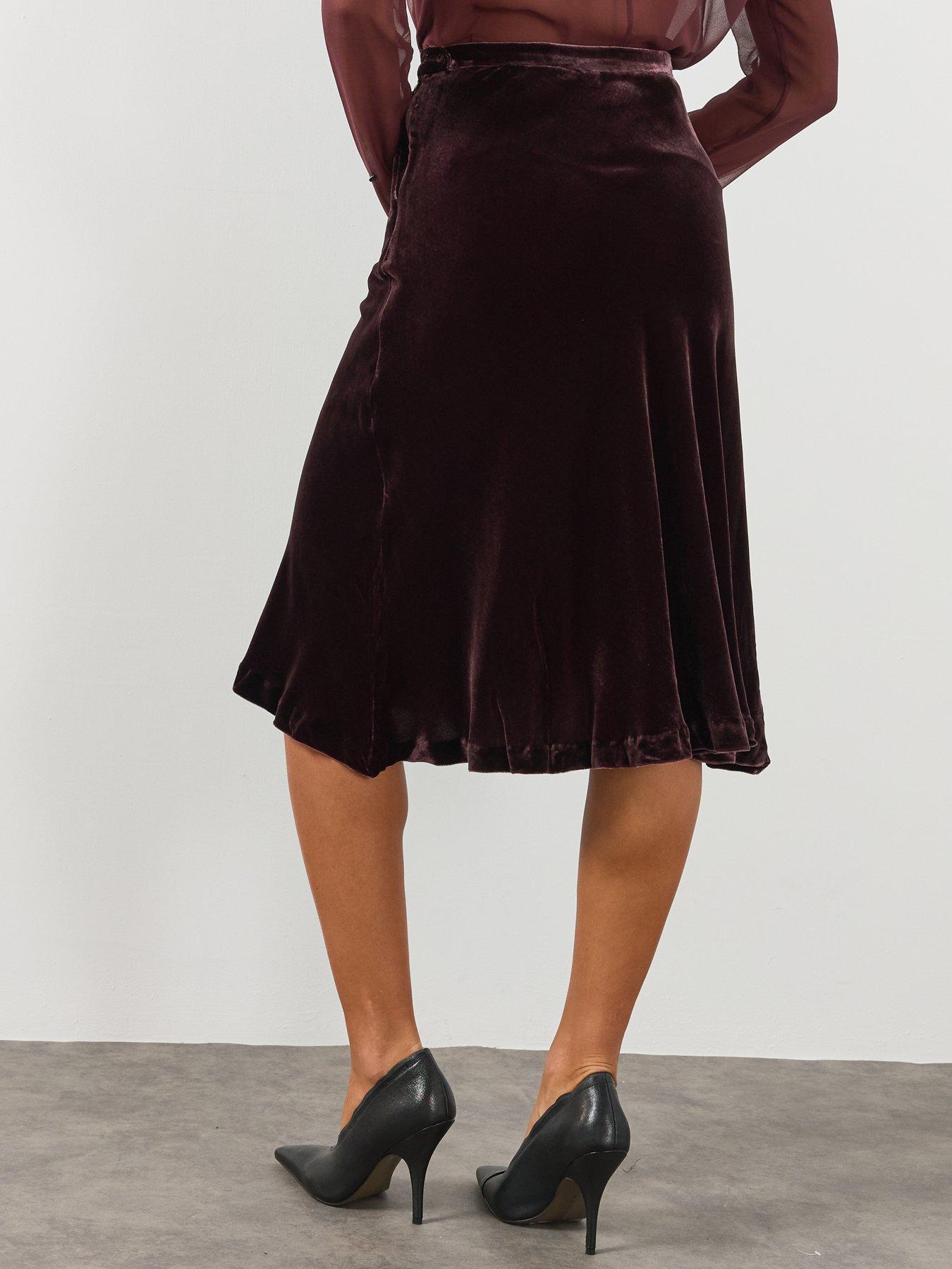 Image 2 of 6 of AllSaints Nalia Velvet Skirt - Purple