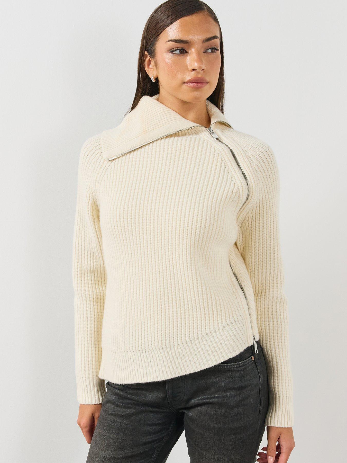 All Saints Women's White Allsaints Cleo Funnel Neck Jumper - Image 3